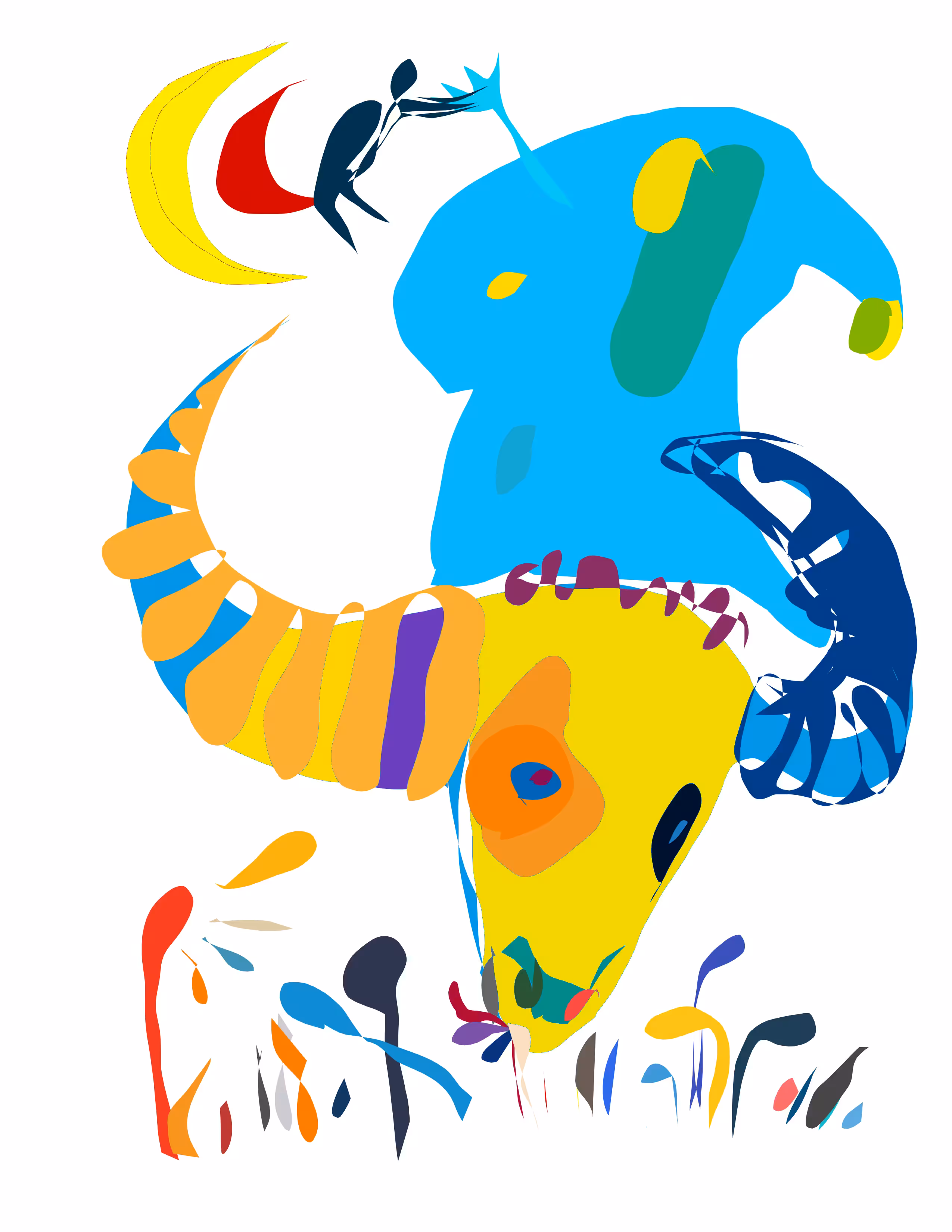 Multicolored brushstroke + nude art: In the pasture
