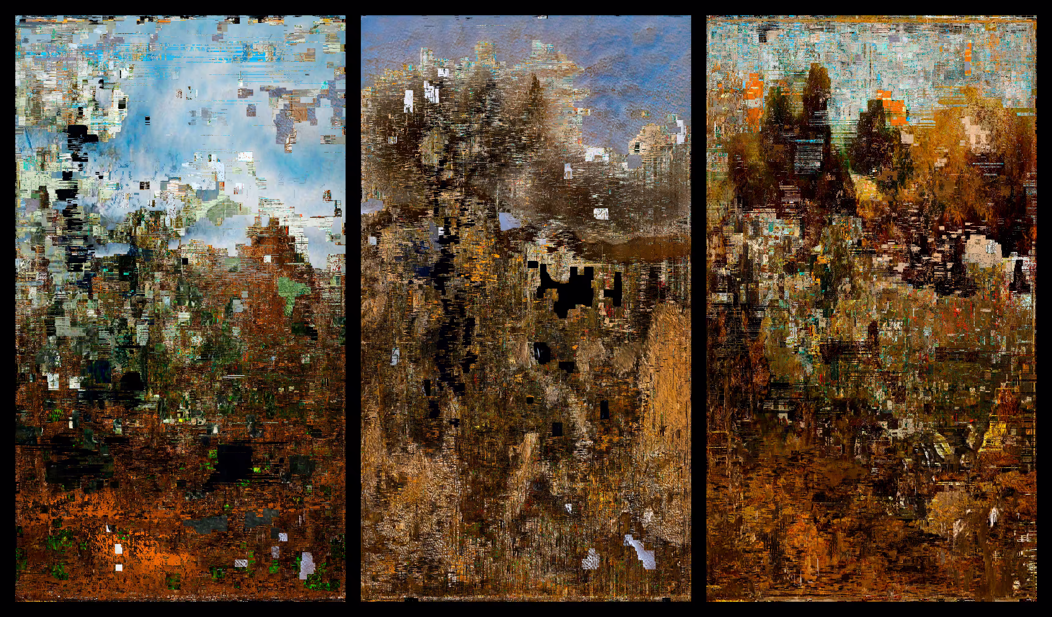 Triptych III of The emotional geographies. The exaltation of the territory
