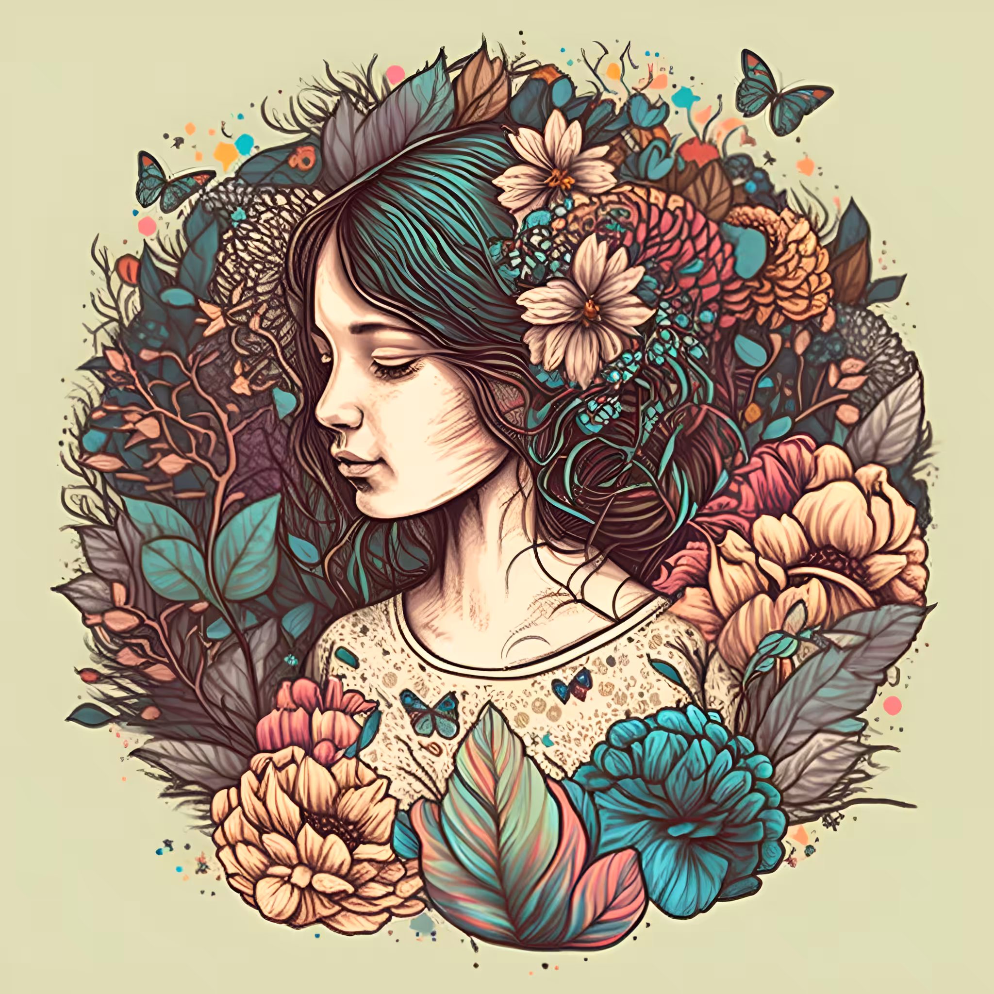 Woman, flowers and feelings
