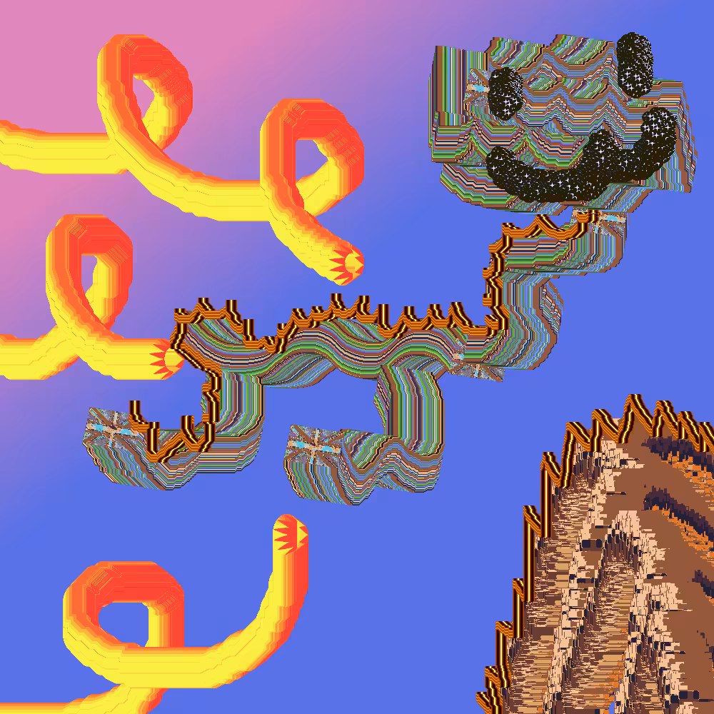 collage pieces of mental cuts: dragon math