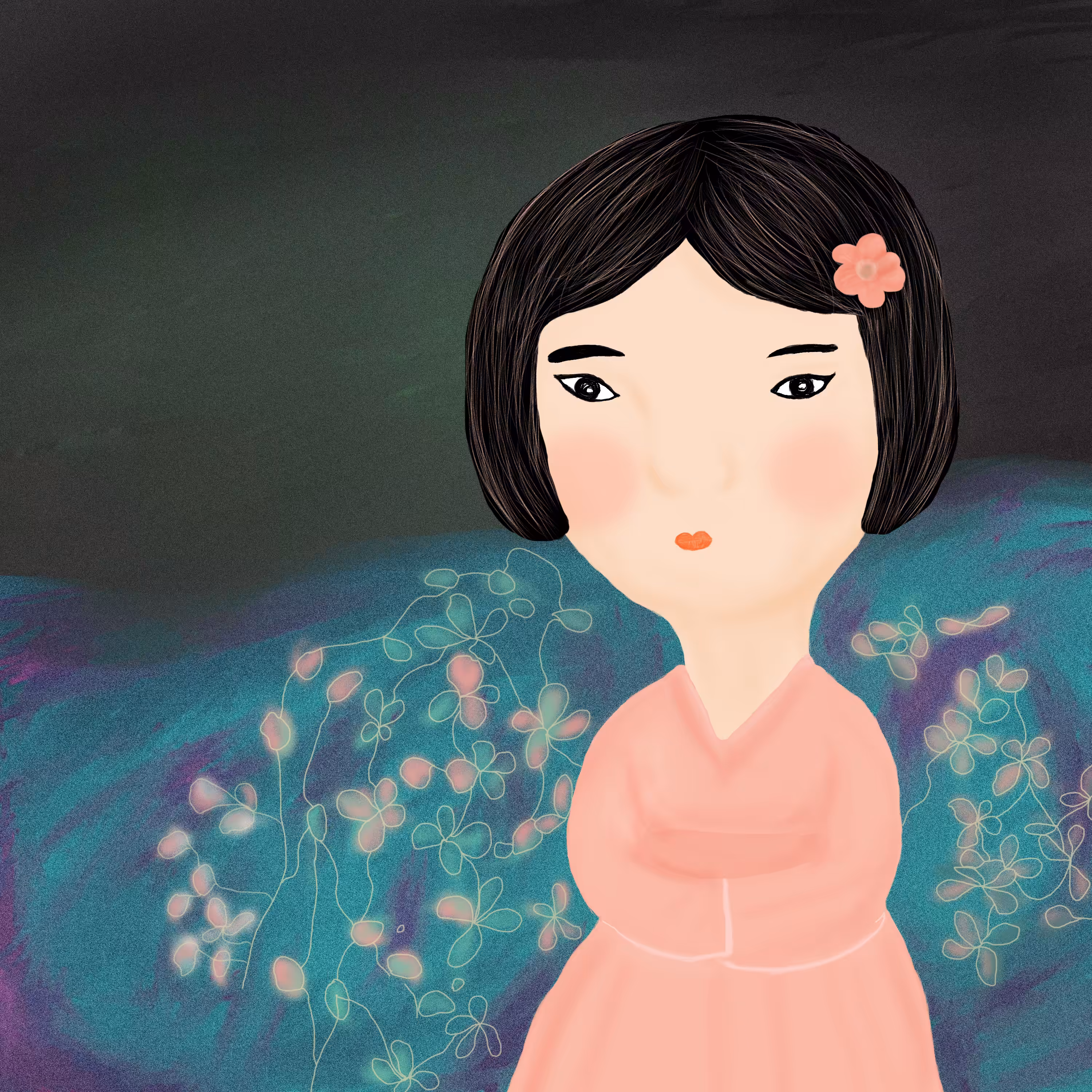 Rabbit girl in pink dress 