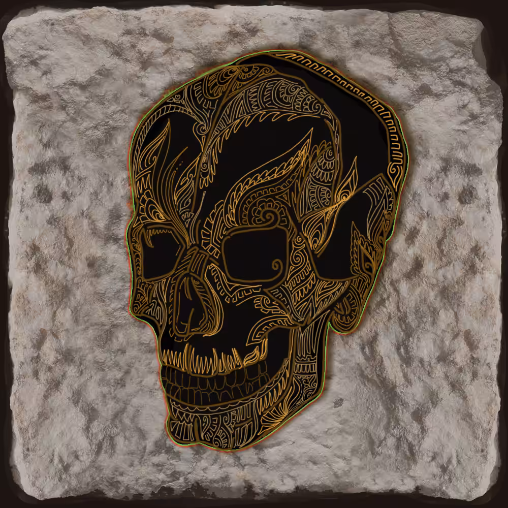 Skull with golden pattern