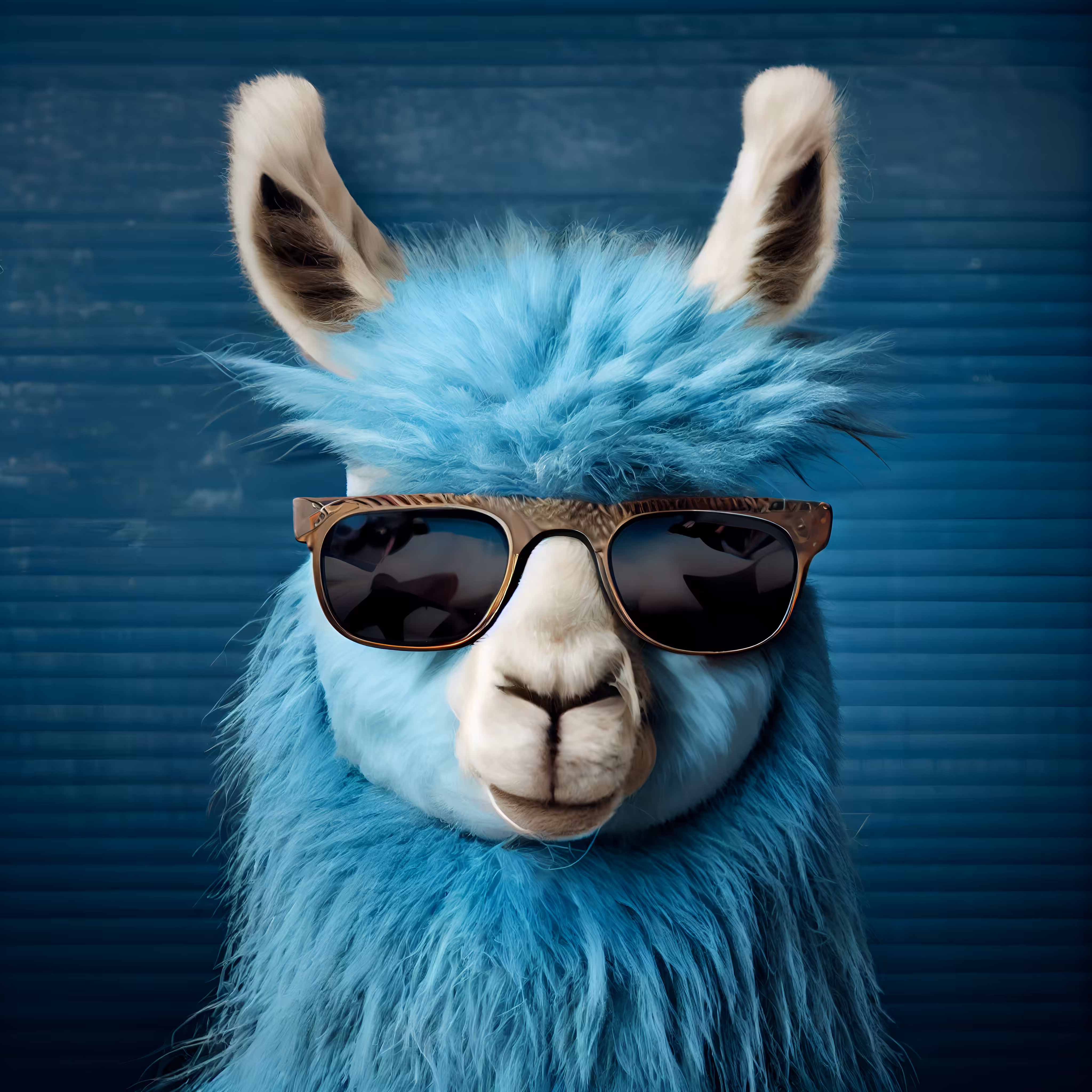 Blue llama in sunglasses