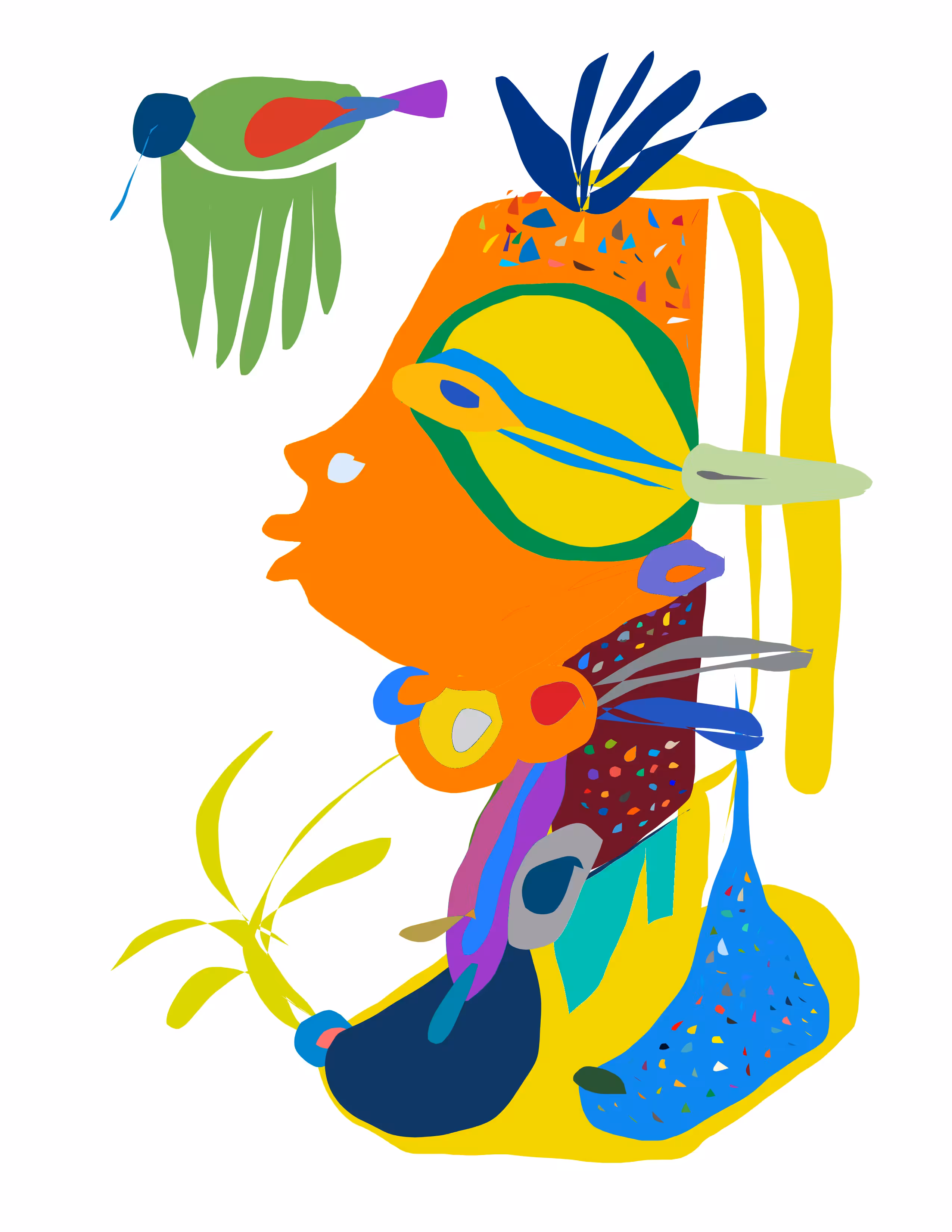 Multicolored brushstroke + nude art: North American Indian
