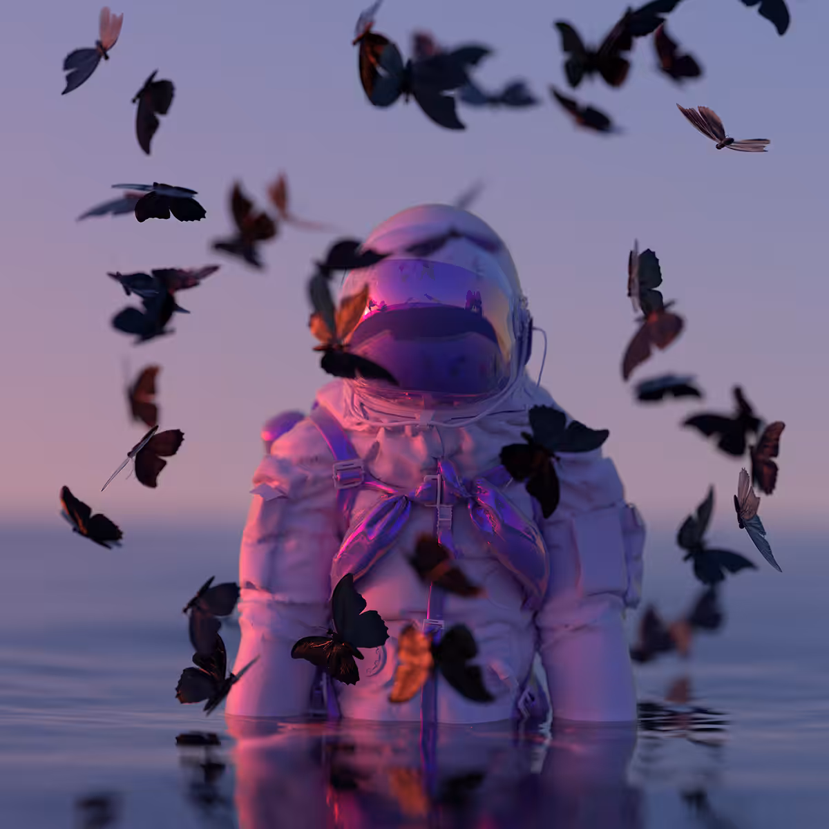 Black butterflys and sea