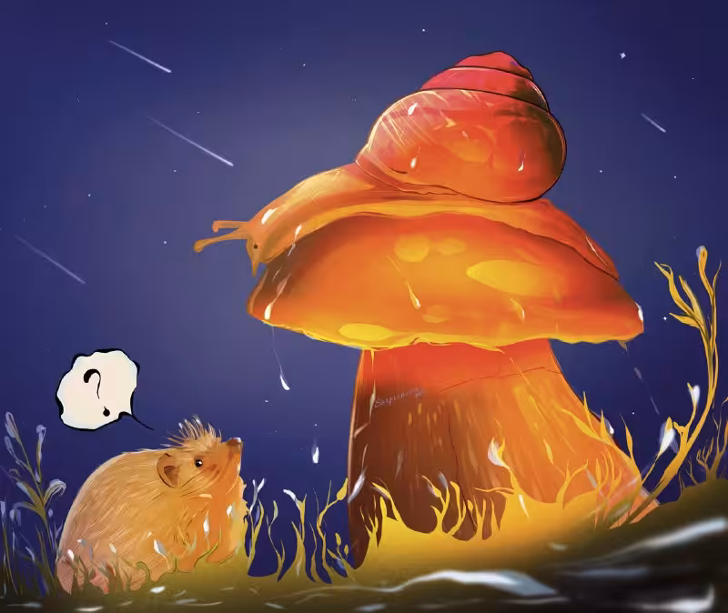 Hedgehog and mushroom