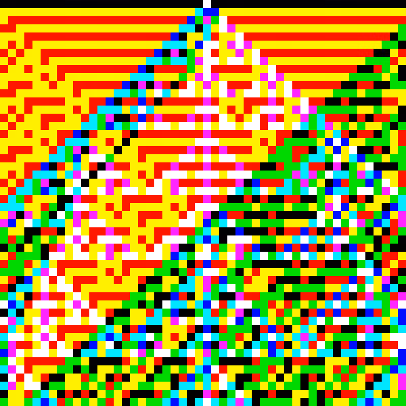 RGB Elementary Cellular Automaton #734