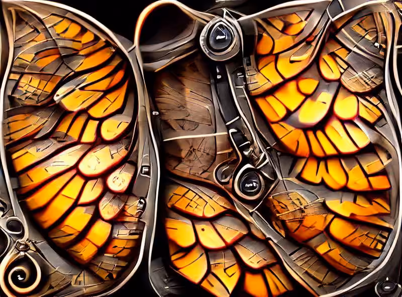 Many butterfly wings in steampunk style