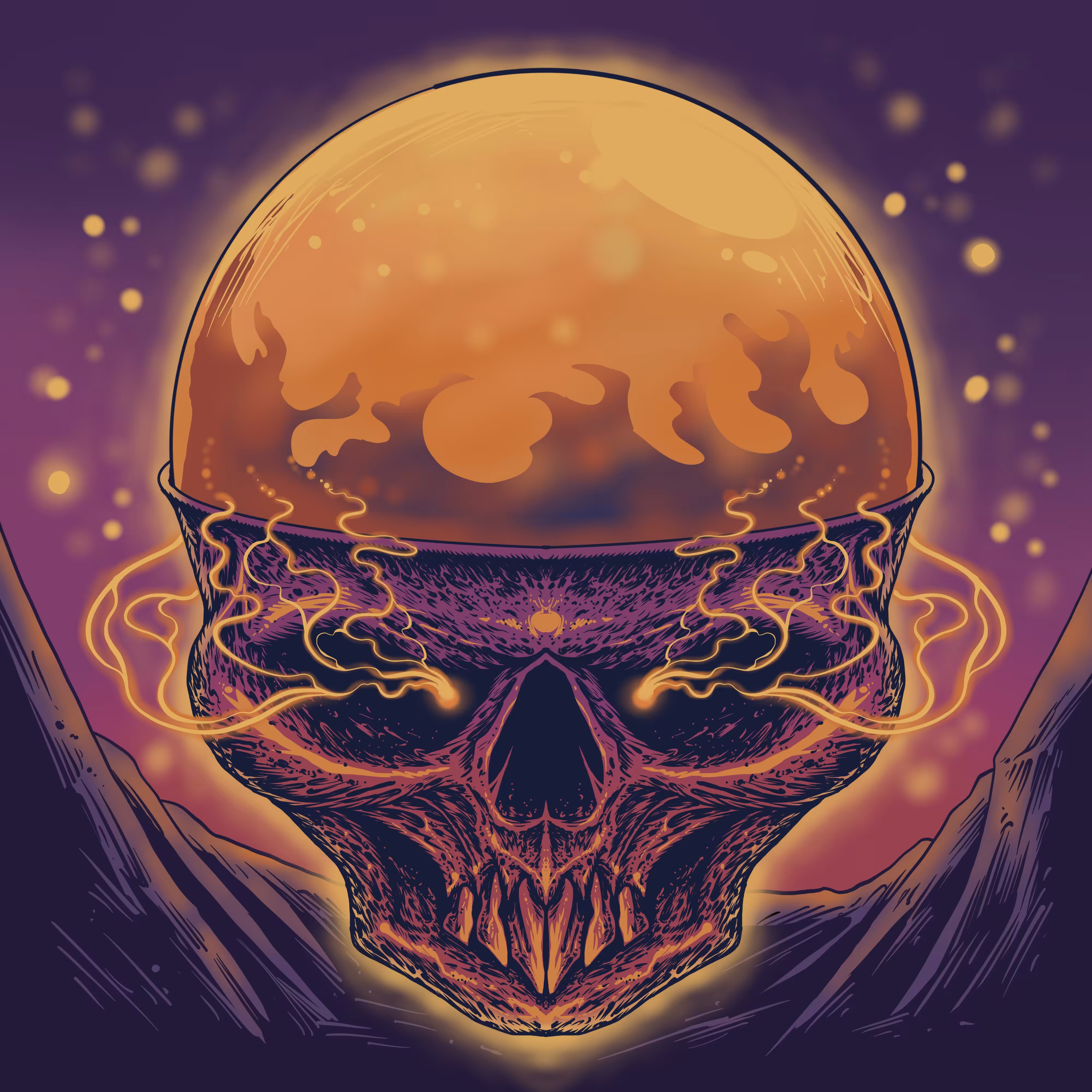 flaming skull