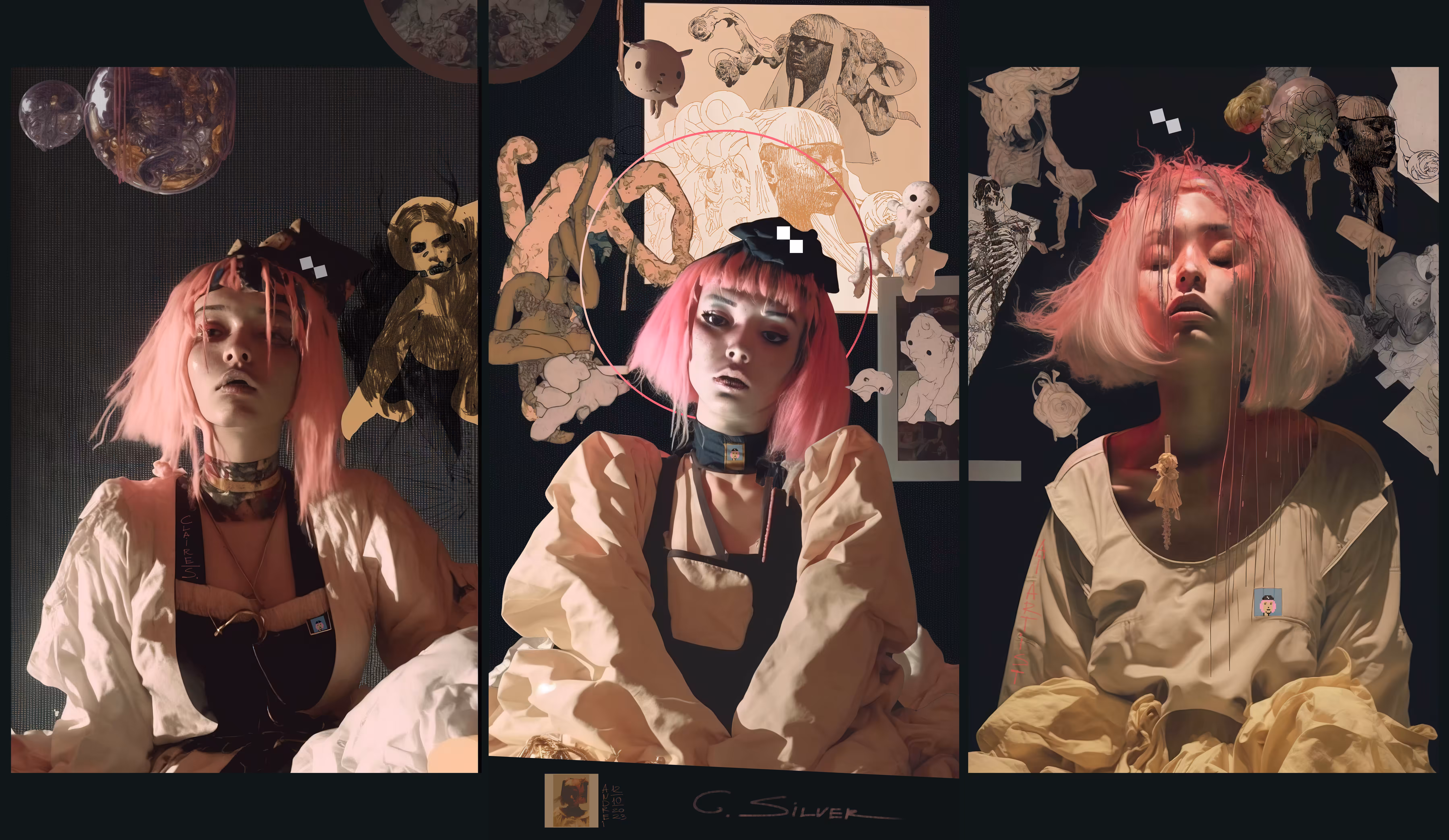Triple Portrait of Claire Silver