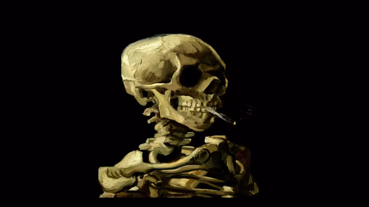 1st Edition on OBJKT .com SOLLOG Animated Van Gogh Smoking Cigarette Flaming Eyes Music MP4 NFT for Tezos and OBJKT .com
