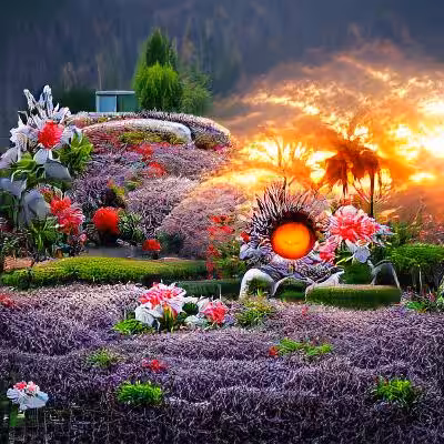 Floral Garden at Sunrise #02