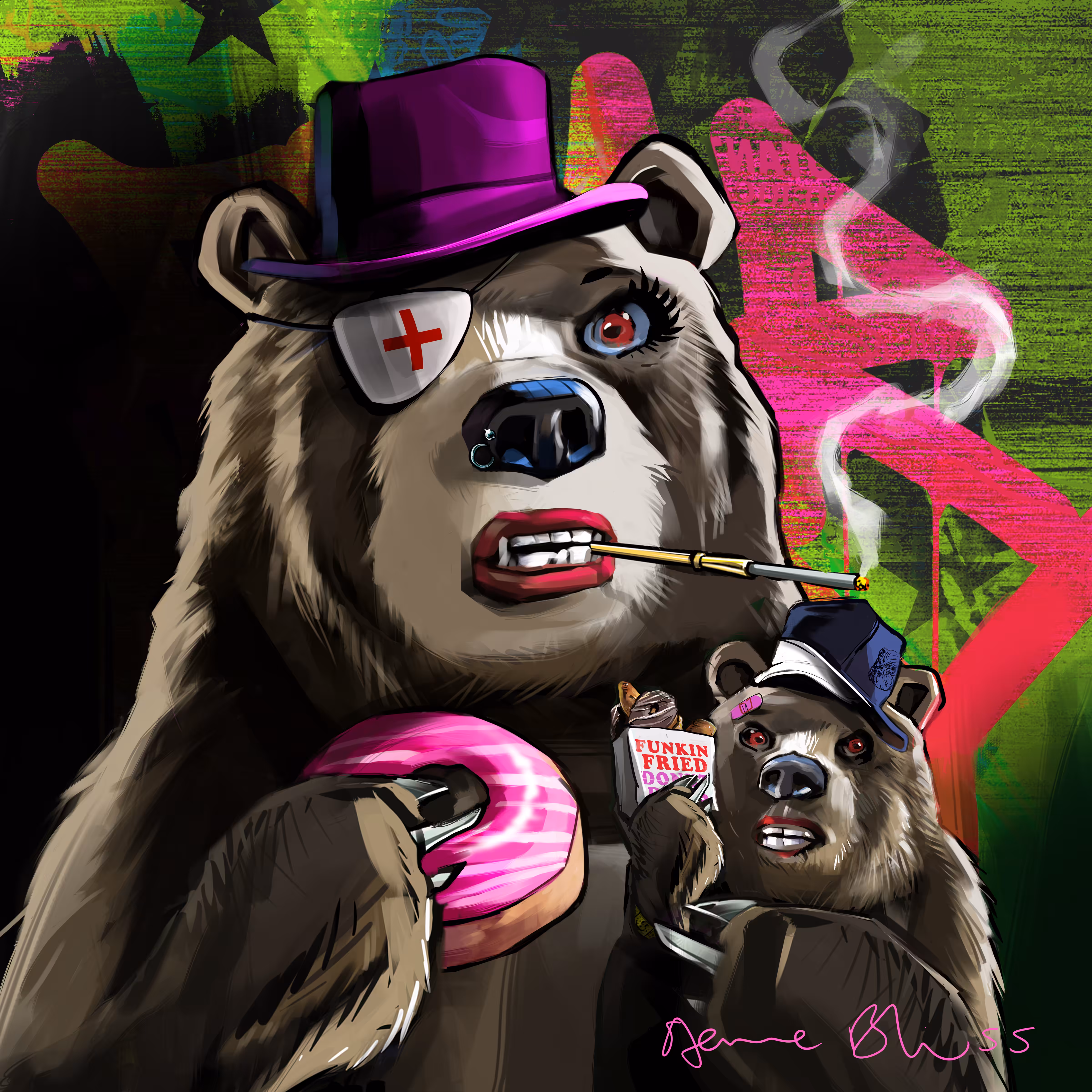 Bear Knuckles, His Child, and a Colorful Donut Breakfast