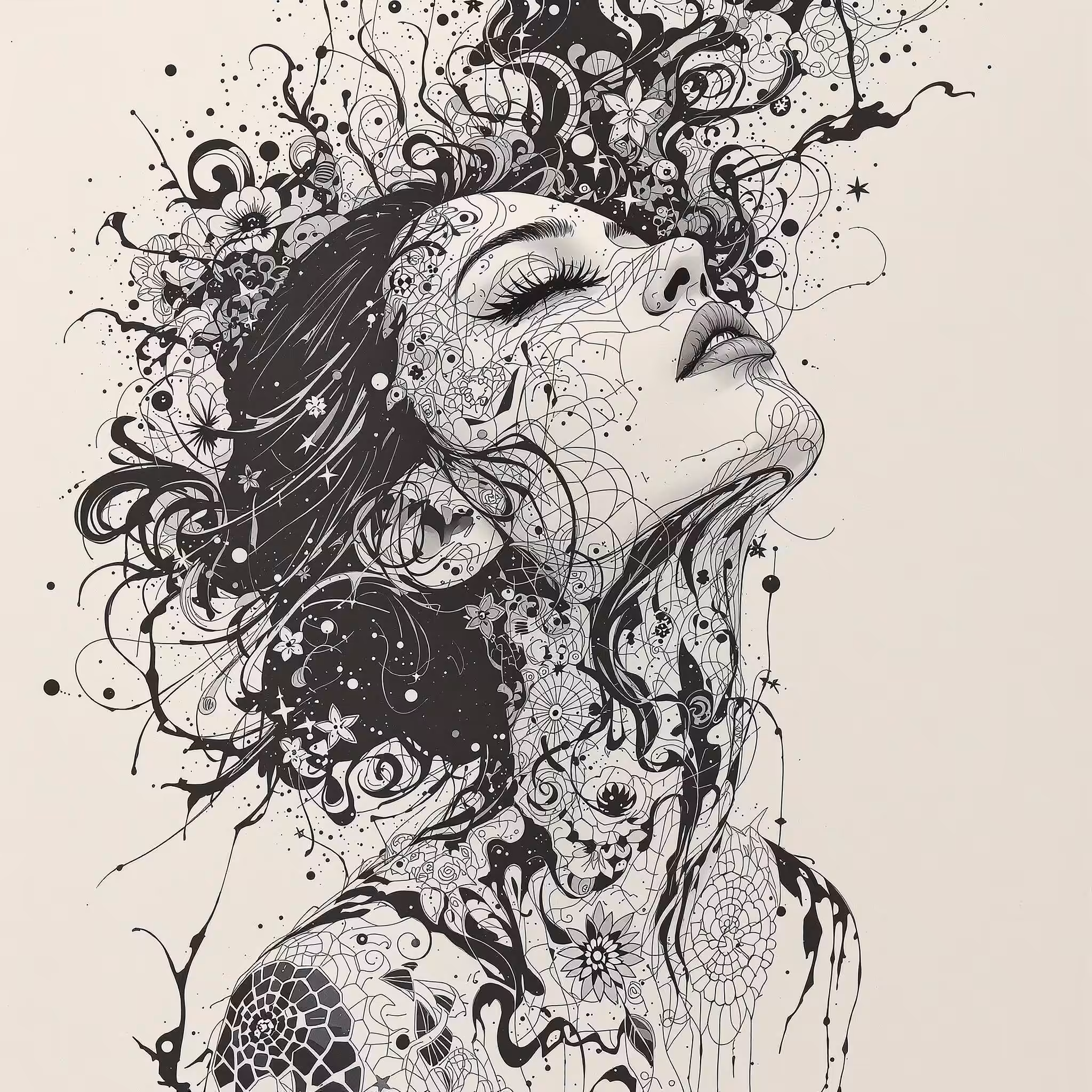 Inked Portrait of a Woman