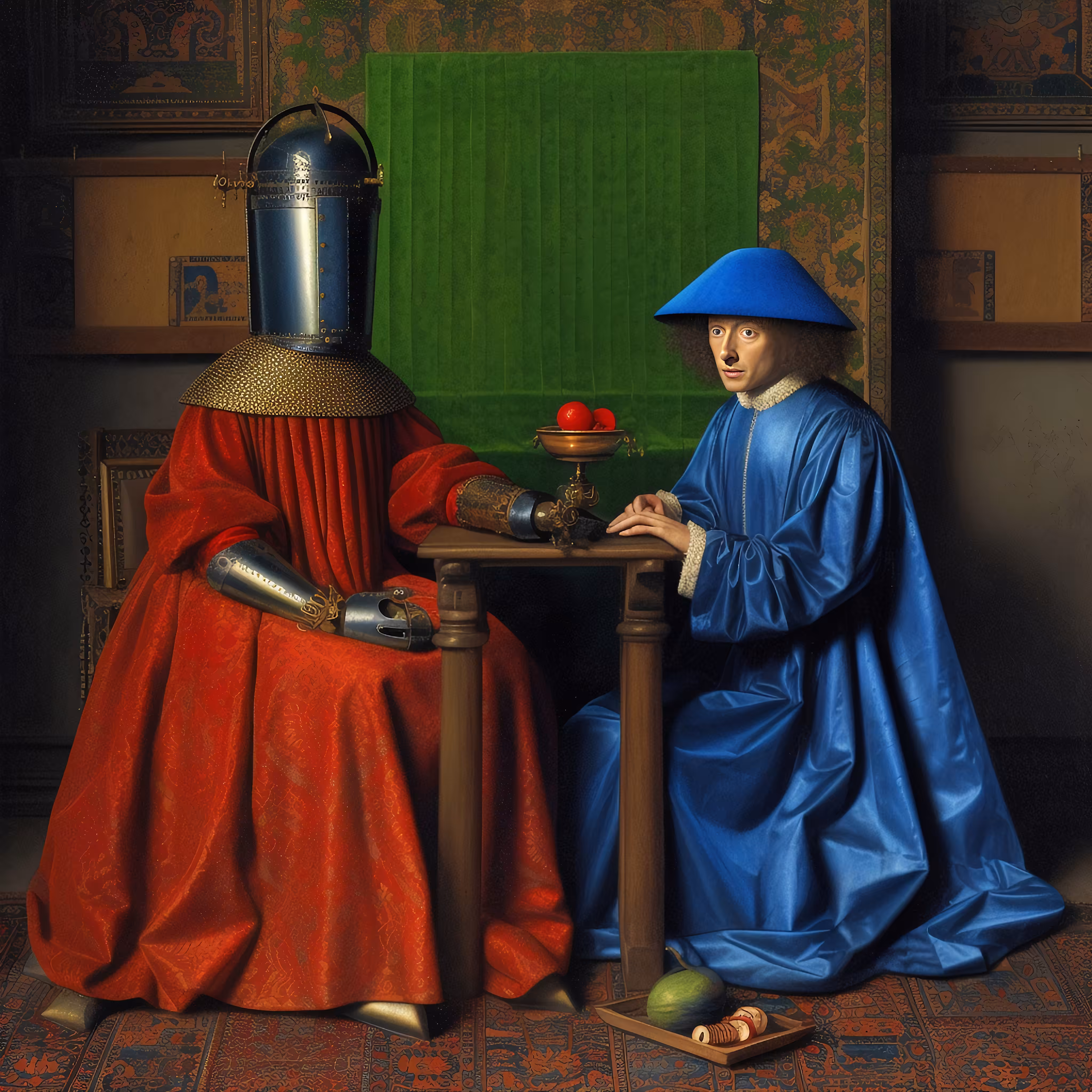 A Geometric Dialogue in Red and Blue