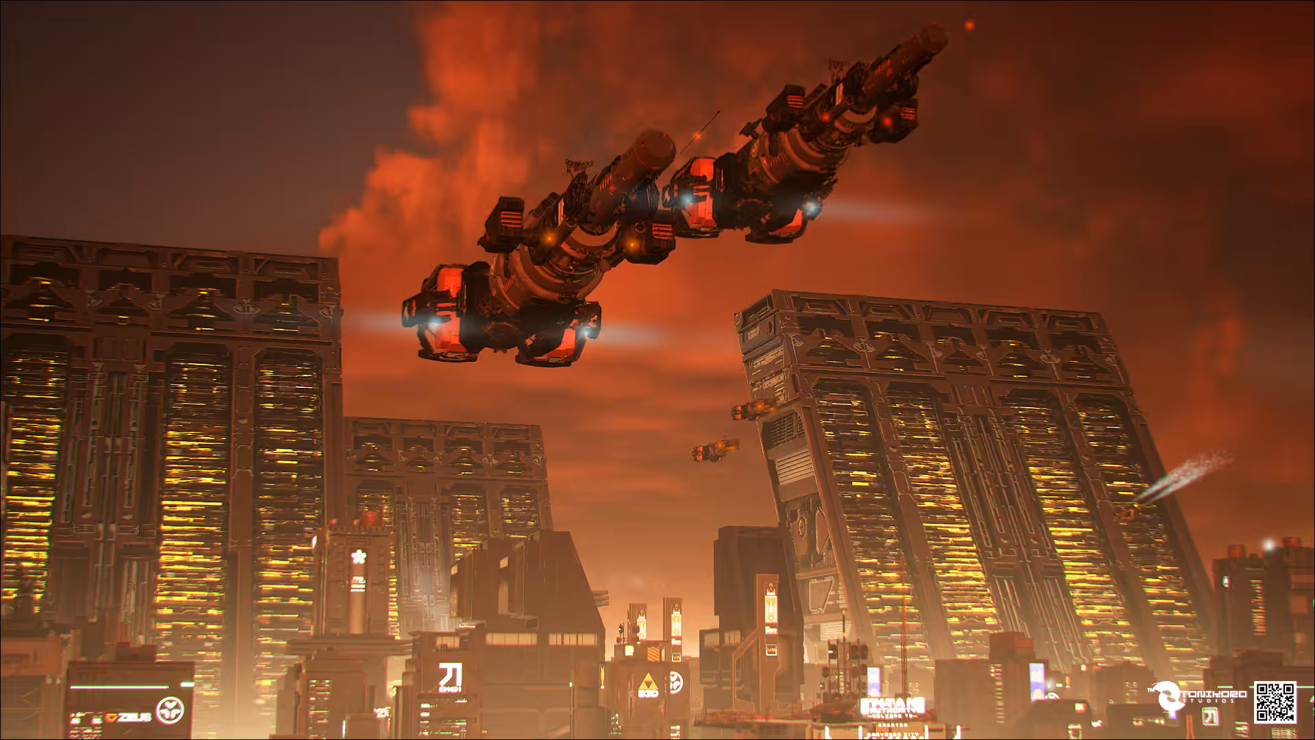 Patrol Ships over the Ganymede City Frontier