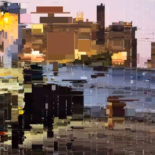 Scenario con vacca e moschea a Varanasi Glitch #1
