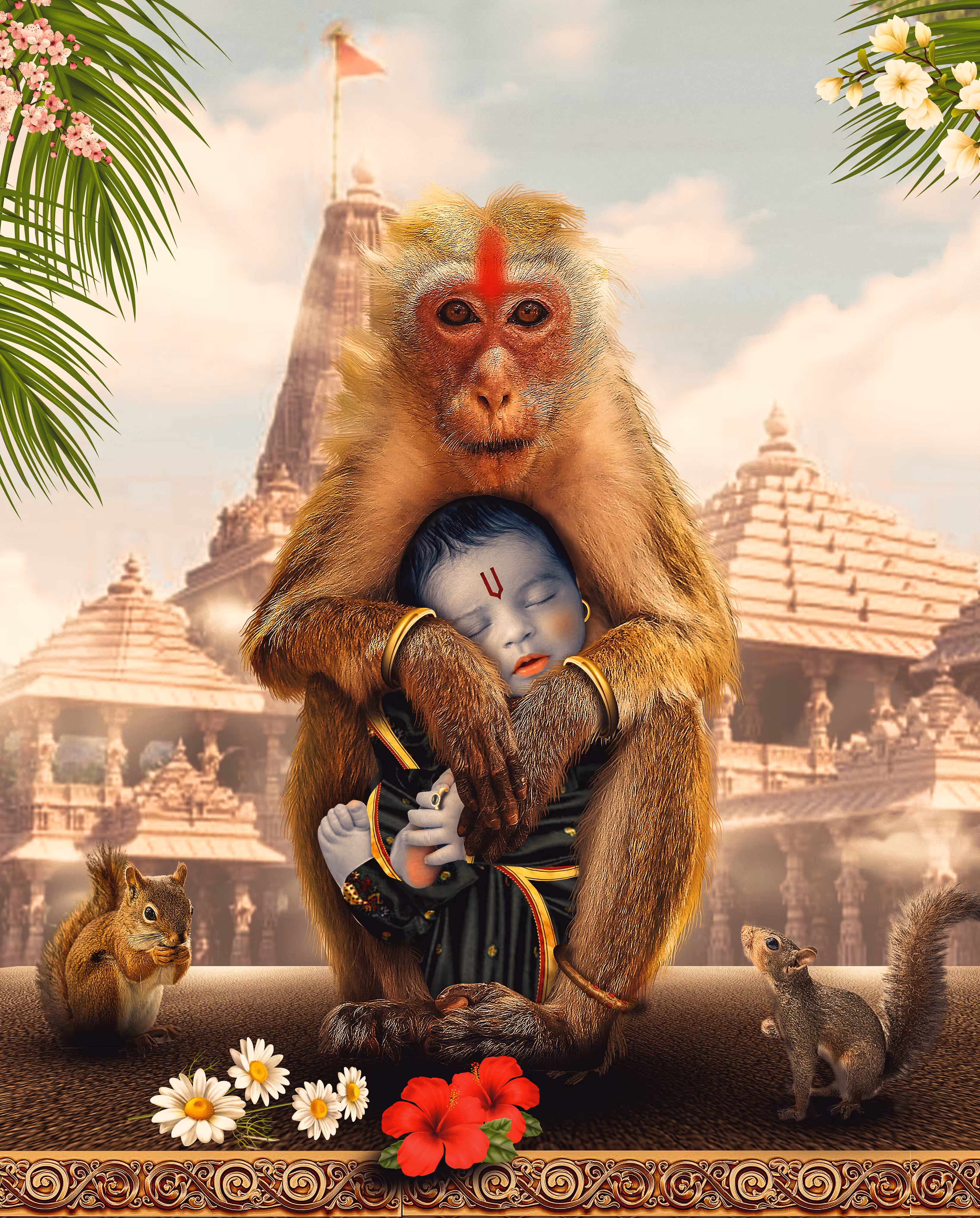 Lord Rama with his devotee monkey Hanuman