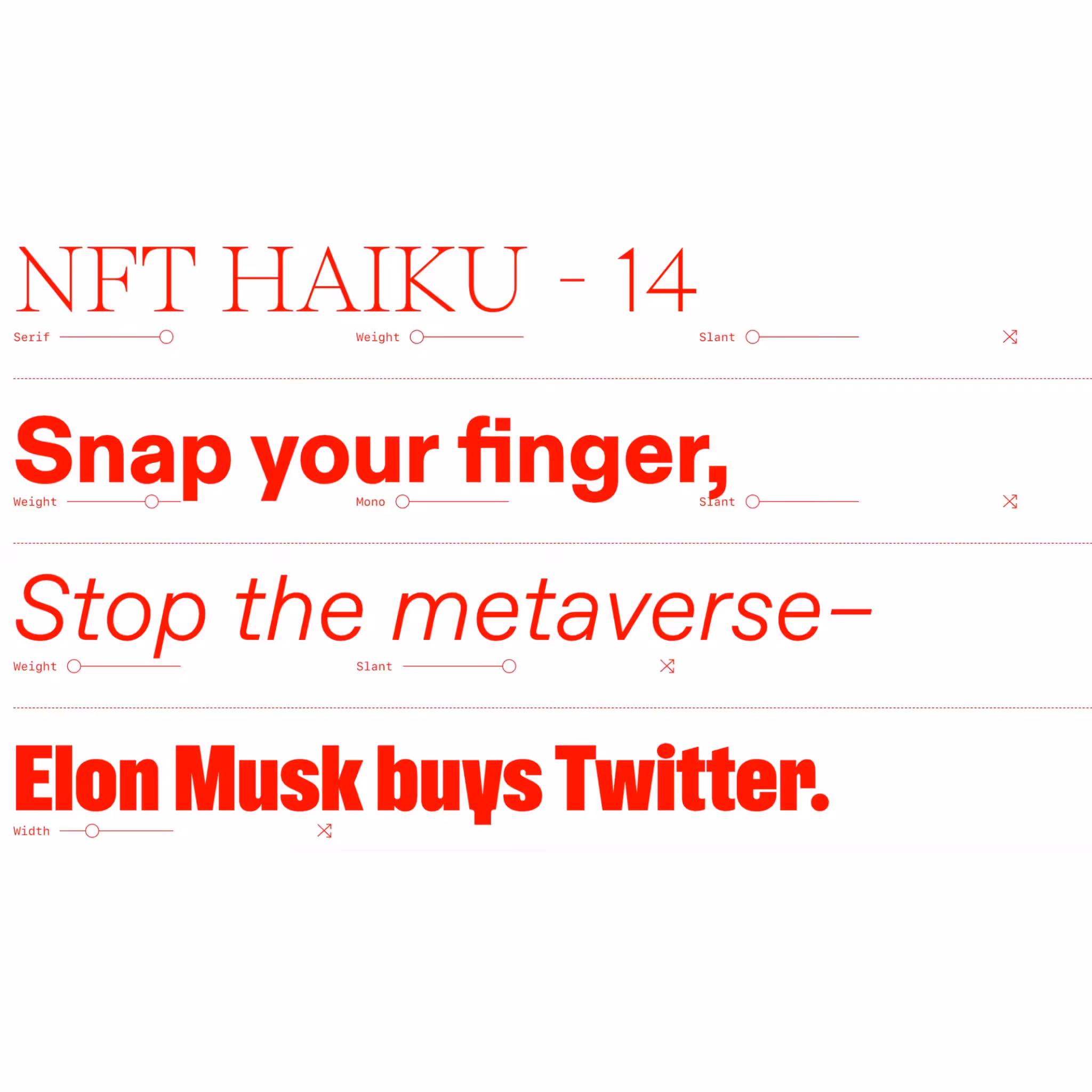 NFT HAIKUS: NFT HAIKU - 14