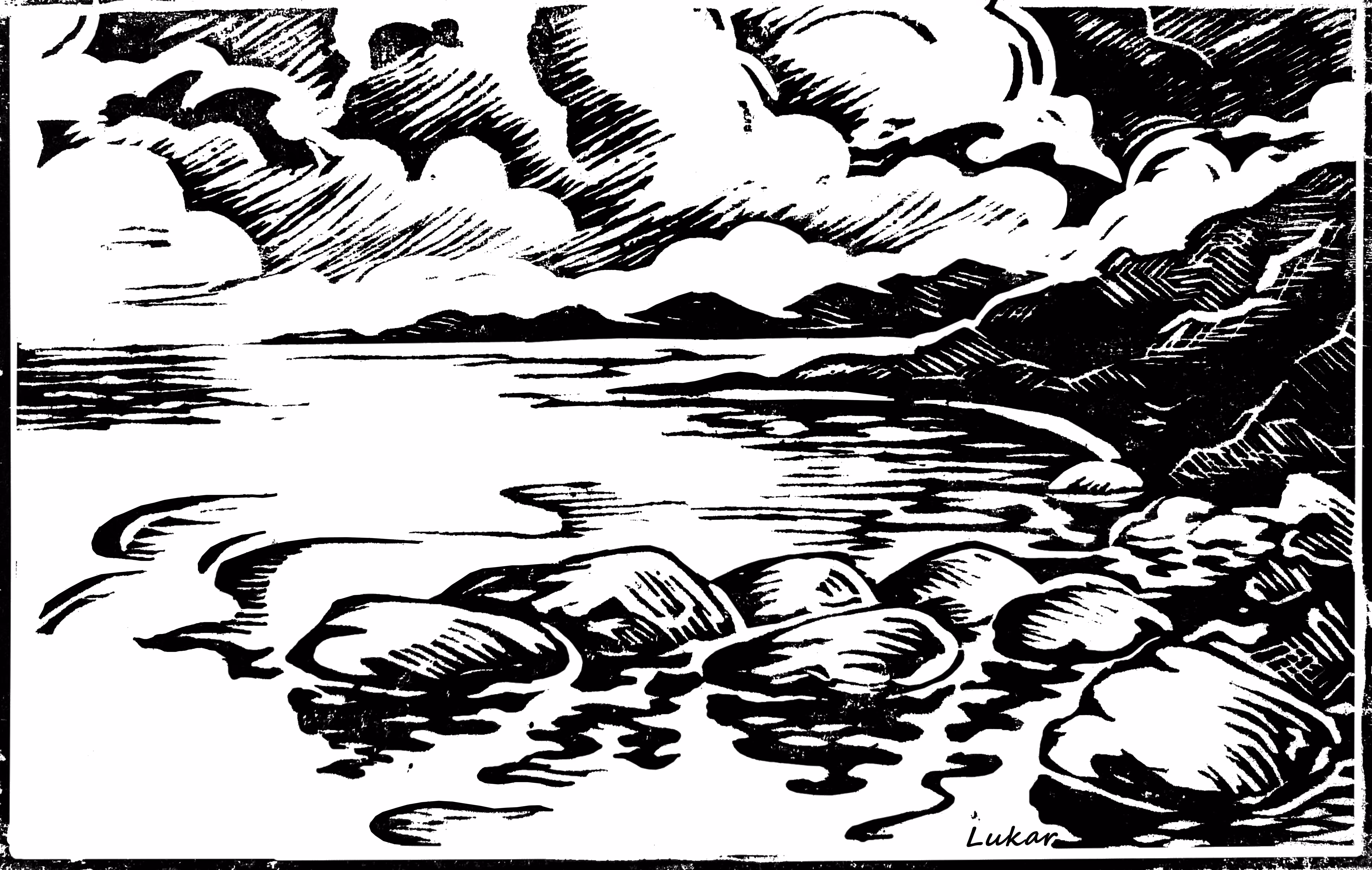 Graphics #4  Mountain Lake. Sevan.