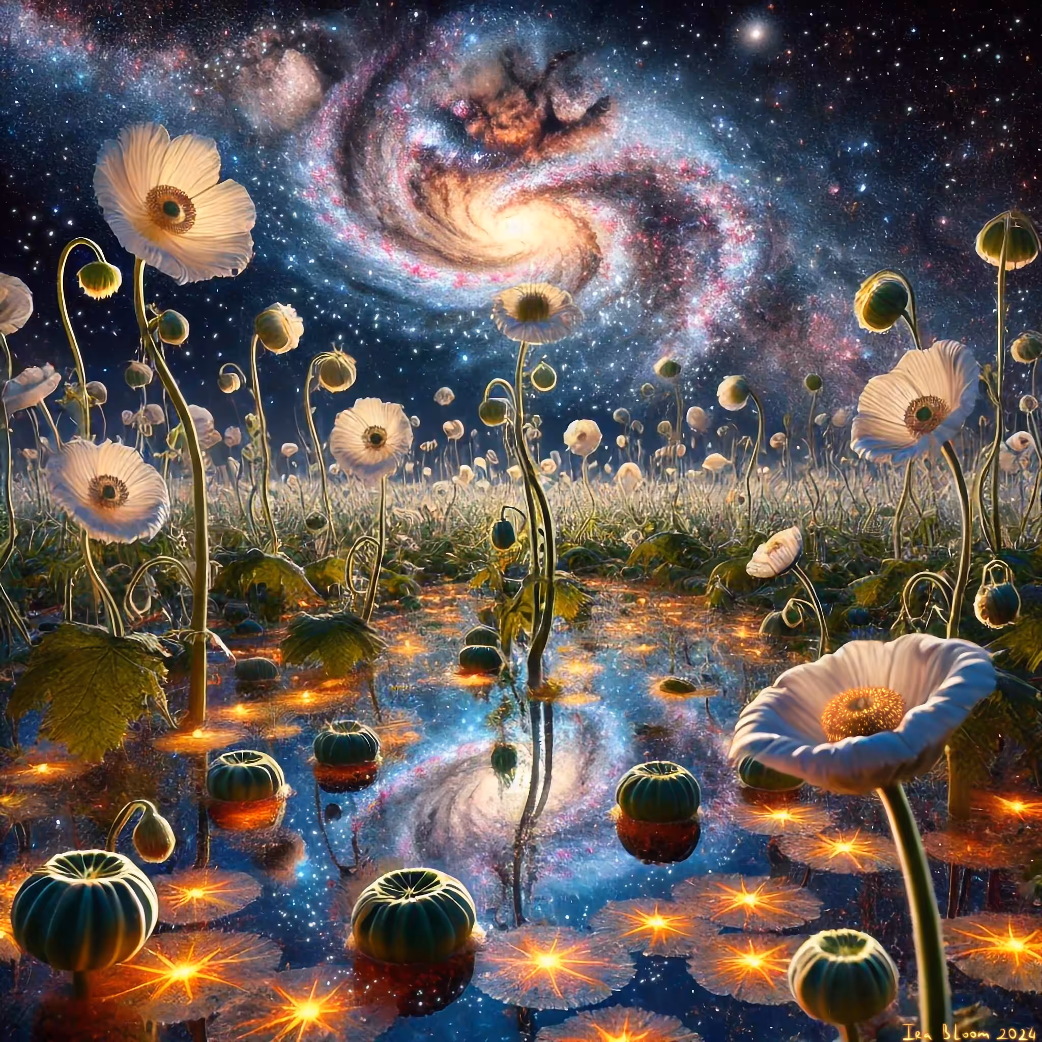 Galactic Bloom: A Dance of Stars and Poppies