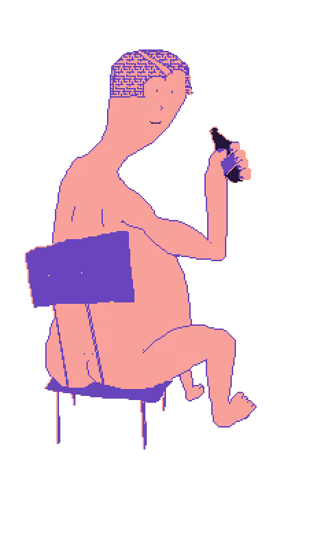 Nudist drink beer