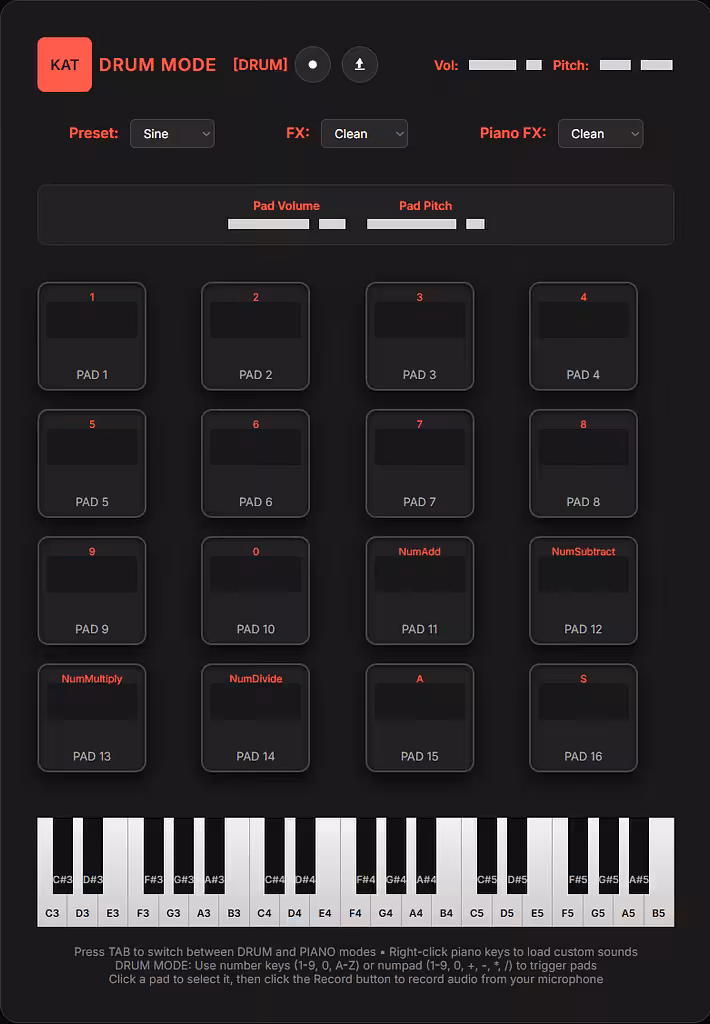 Thunder K.A.T. L1 - Web Audio Production Studio (Demo)