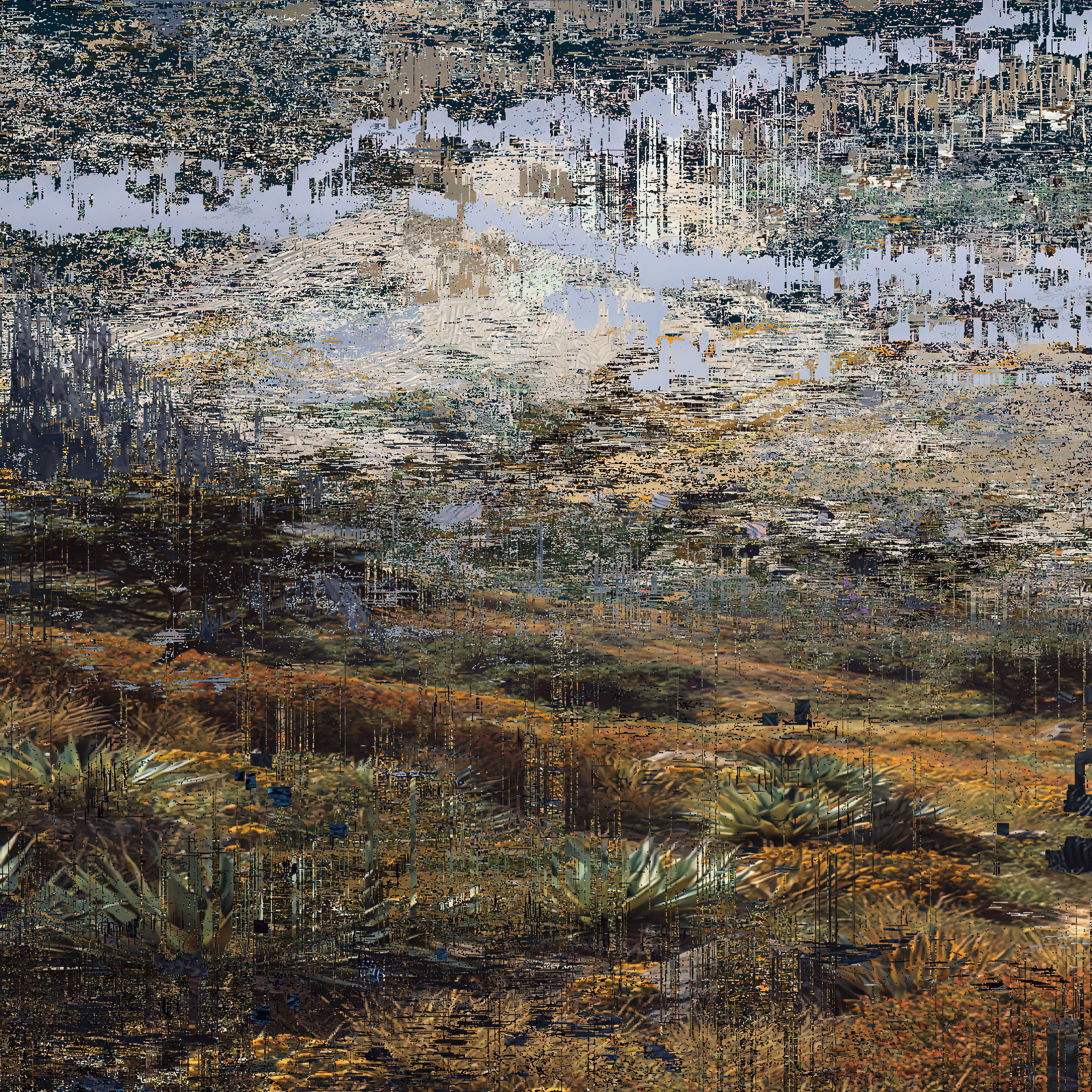 Desert landscape with agave vegetation reconstructed through iterative machine vision