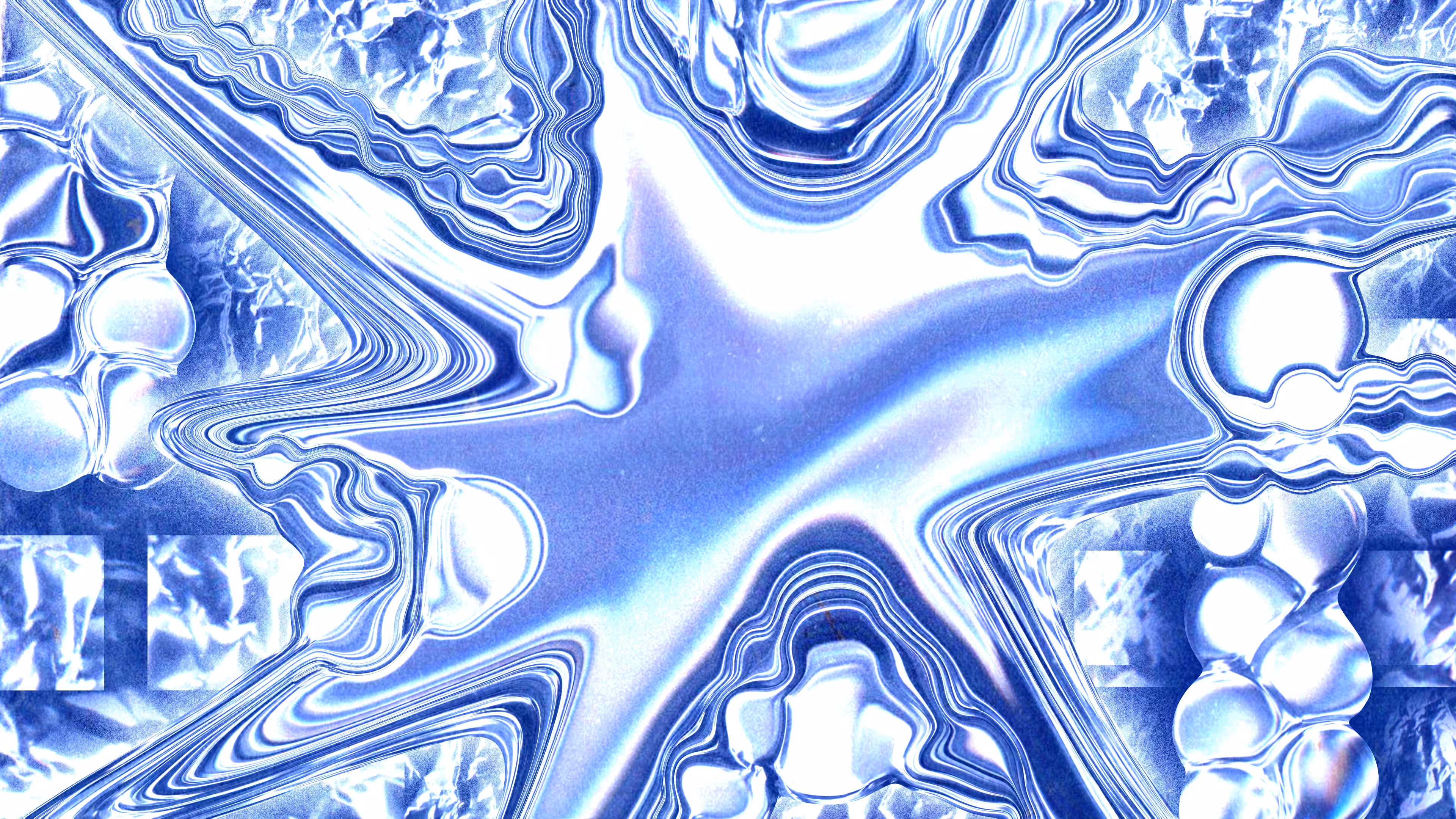 Topographic Silver and Blue Digital Collage: Mid Inspira Freeze