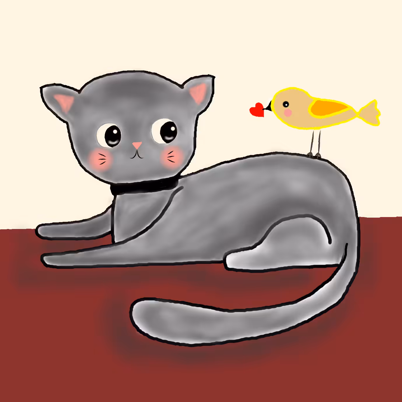 Kitty and bird