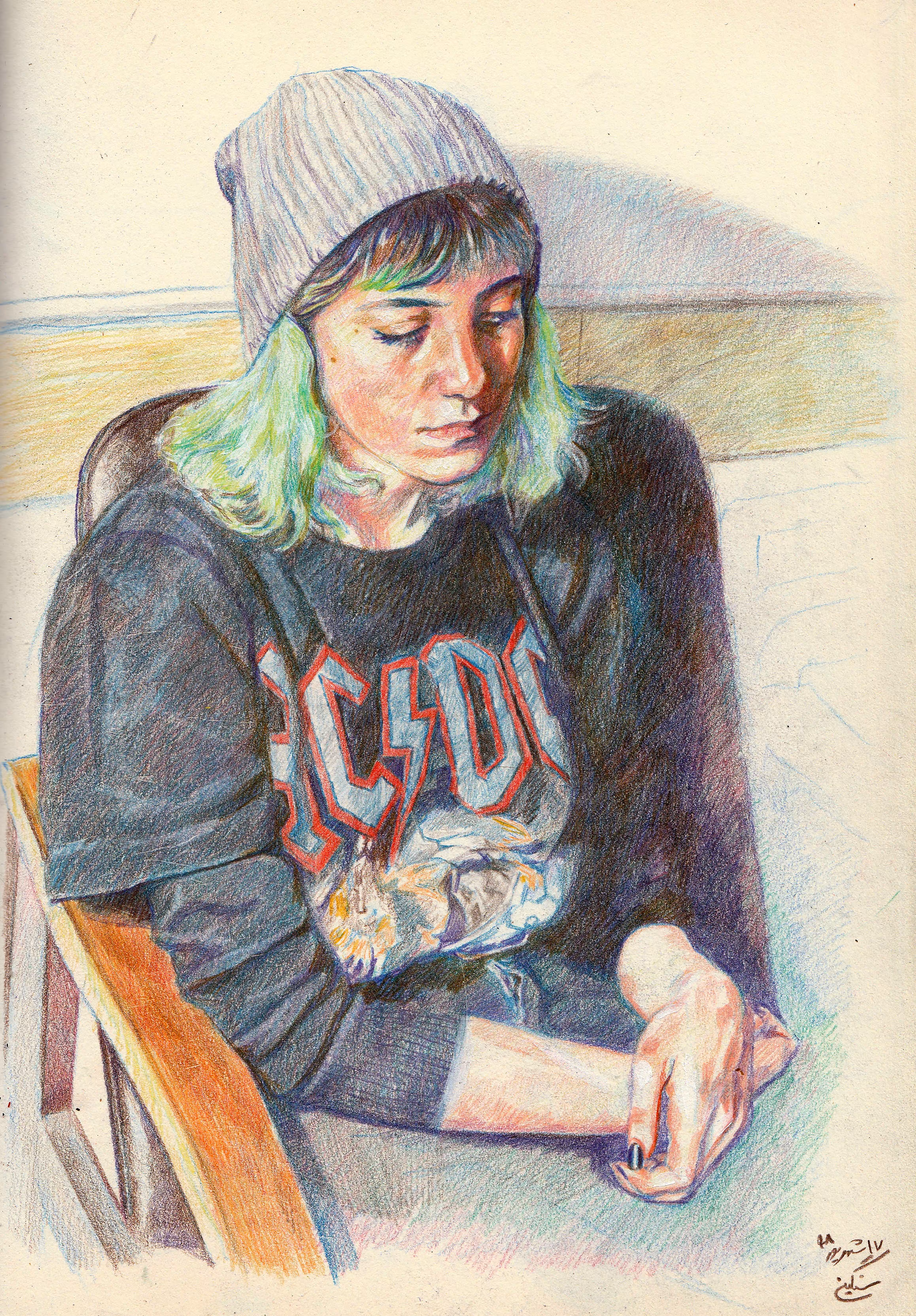 Sarah wore an AC/DC hoodie