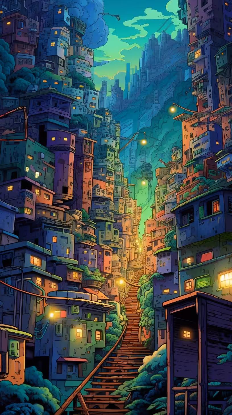 Happy Town on mountains. 
