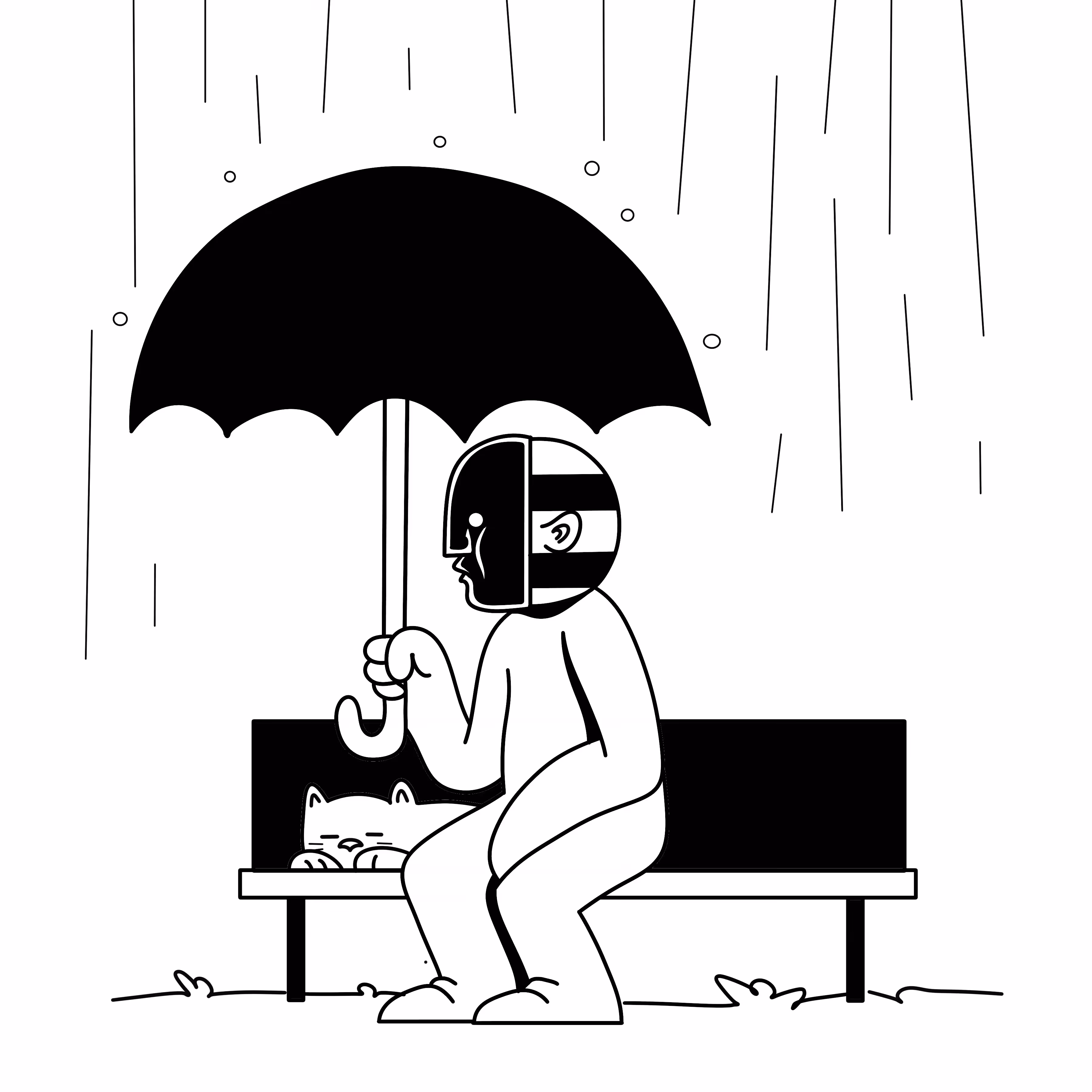 covered in rain