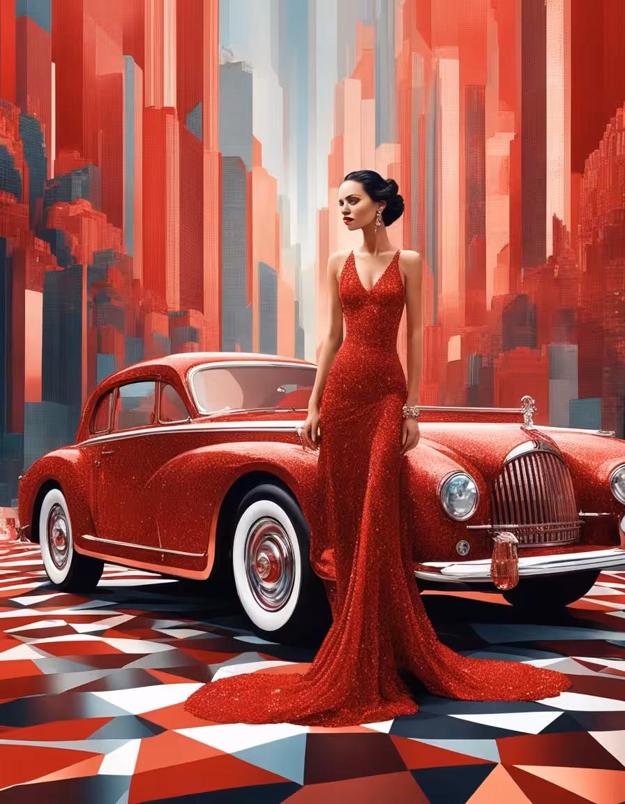 Crimson Elegance in Motion