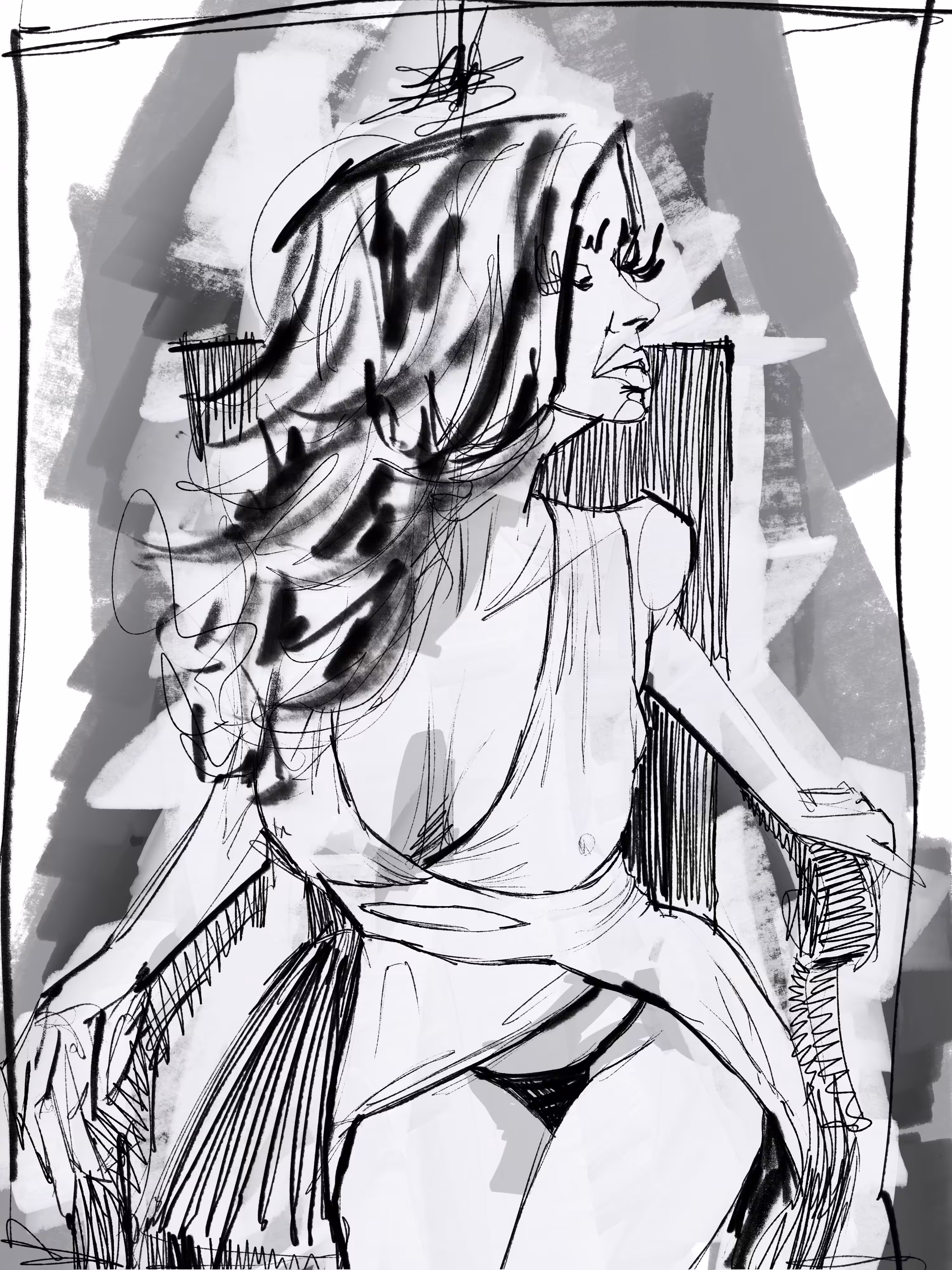confused woman sketch
