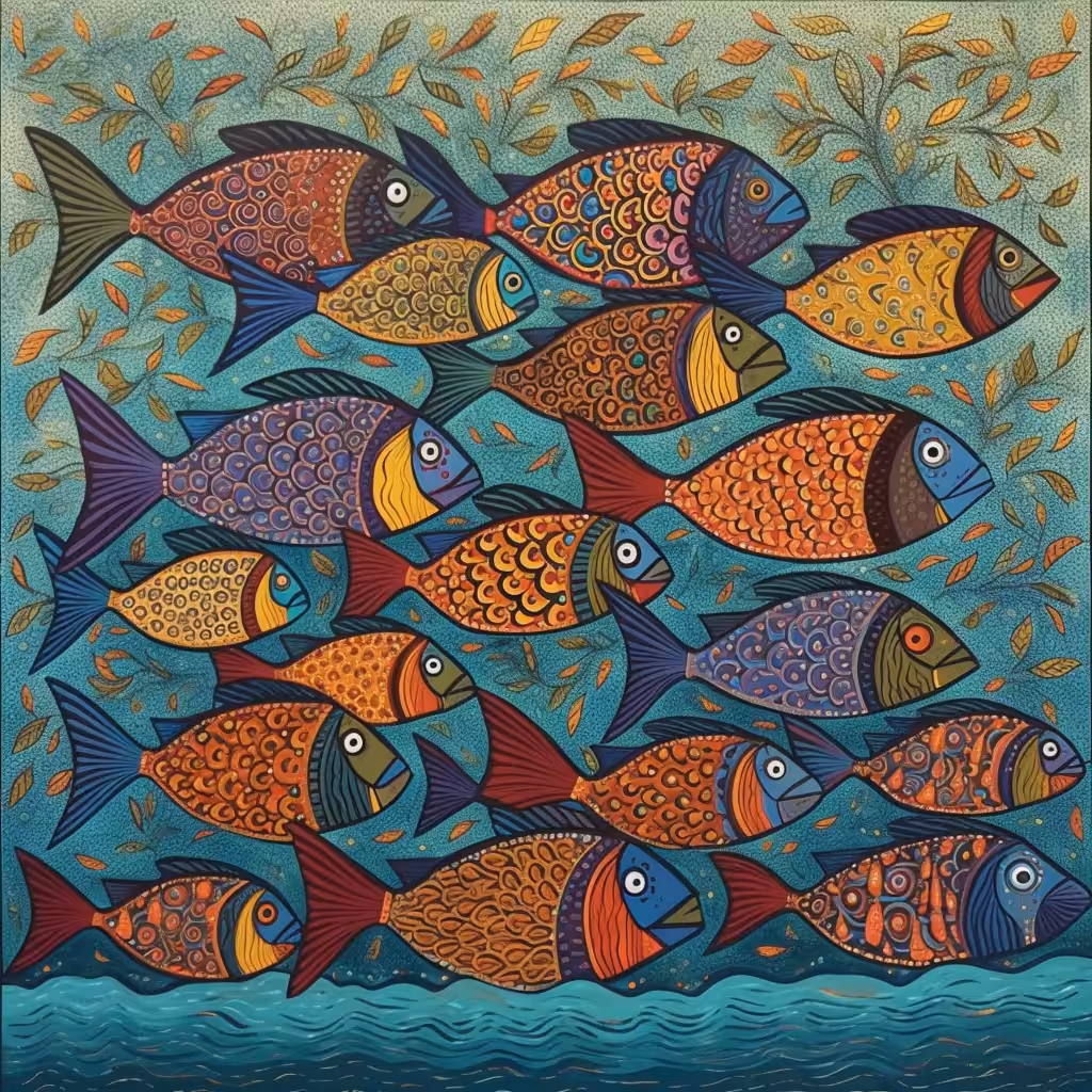 Divine Gond Art: Fish