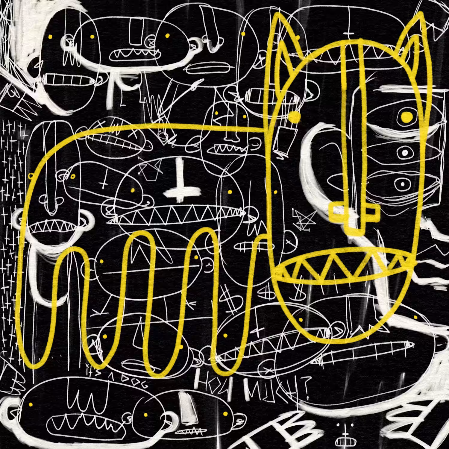 Untitled White and Yellow Over Black №3