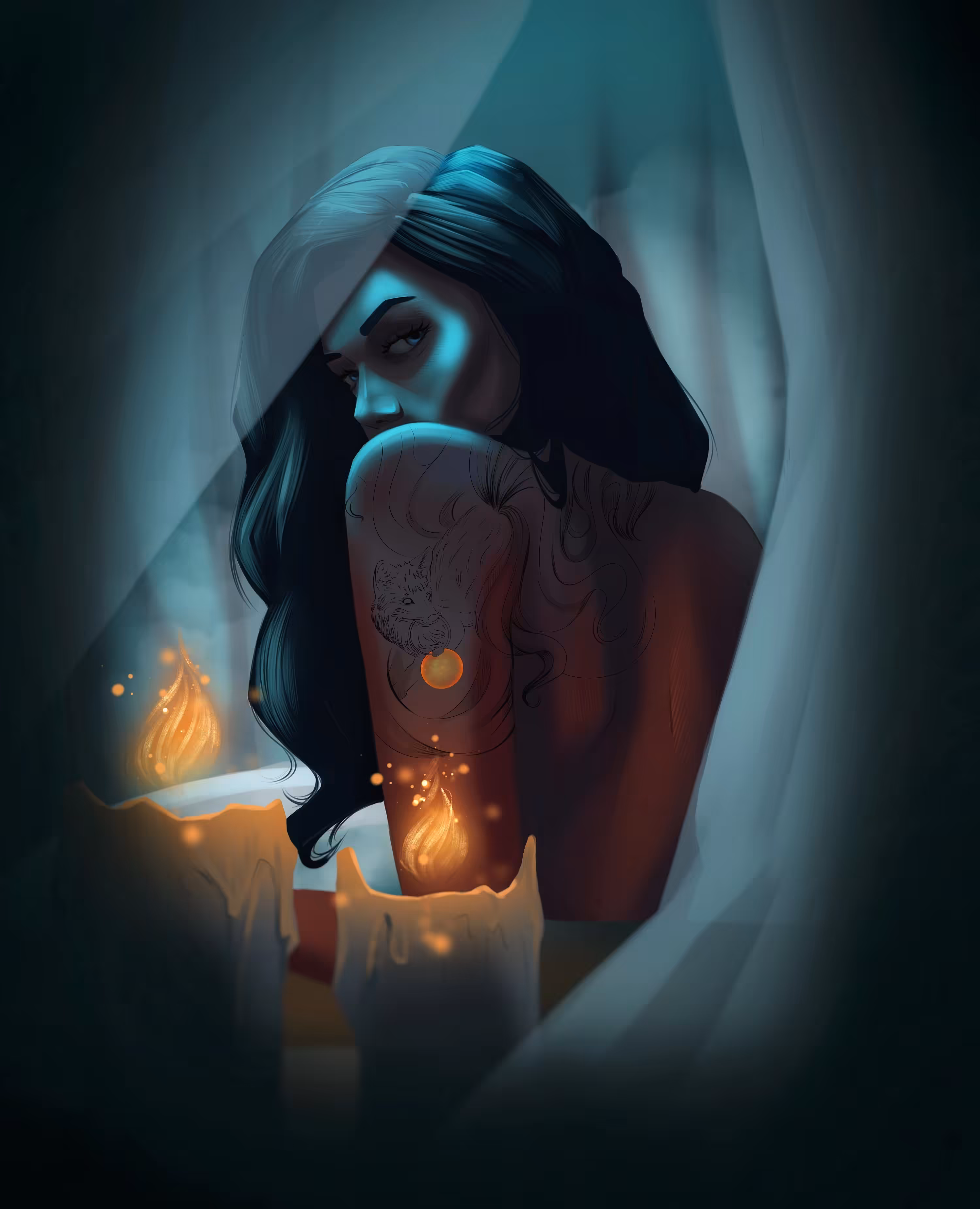 The girl with the kitsune 