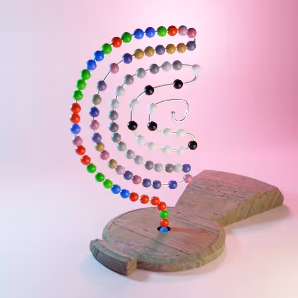 the letter c (shown here with beads)