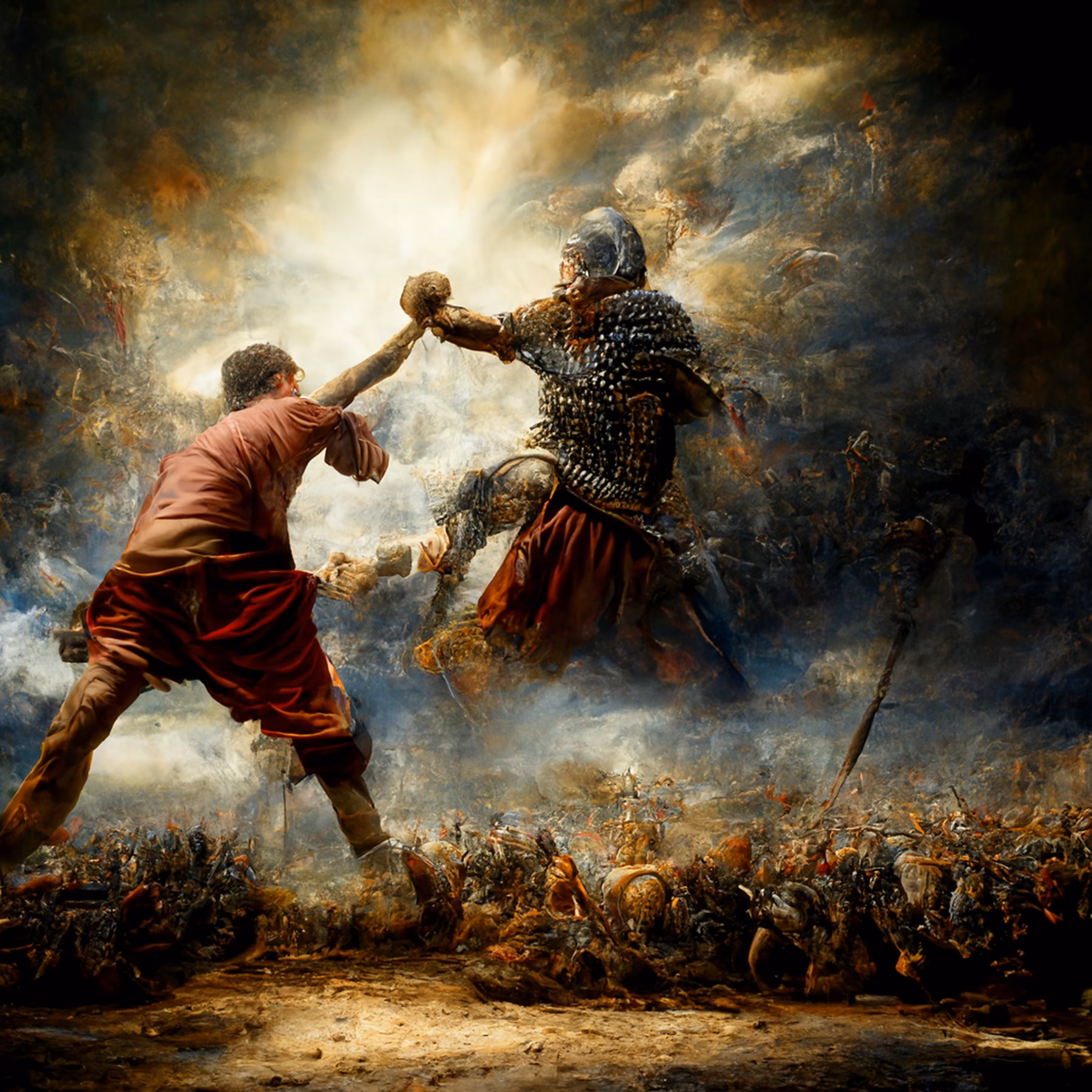 David and Goliath Bible Art by Sollog.