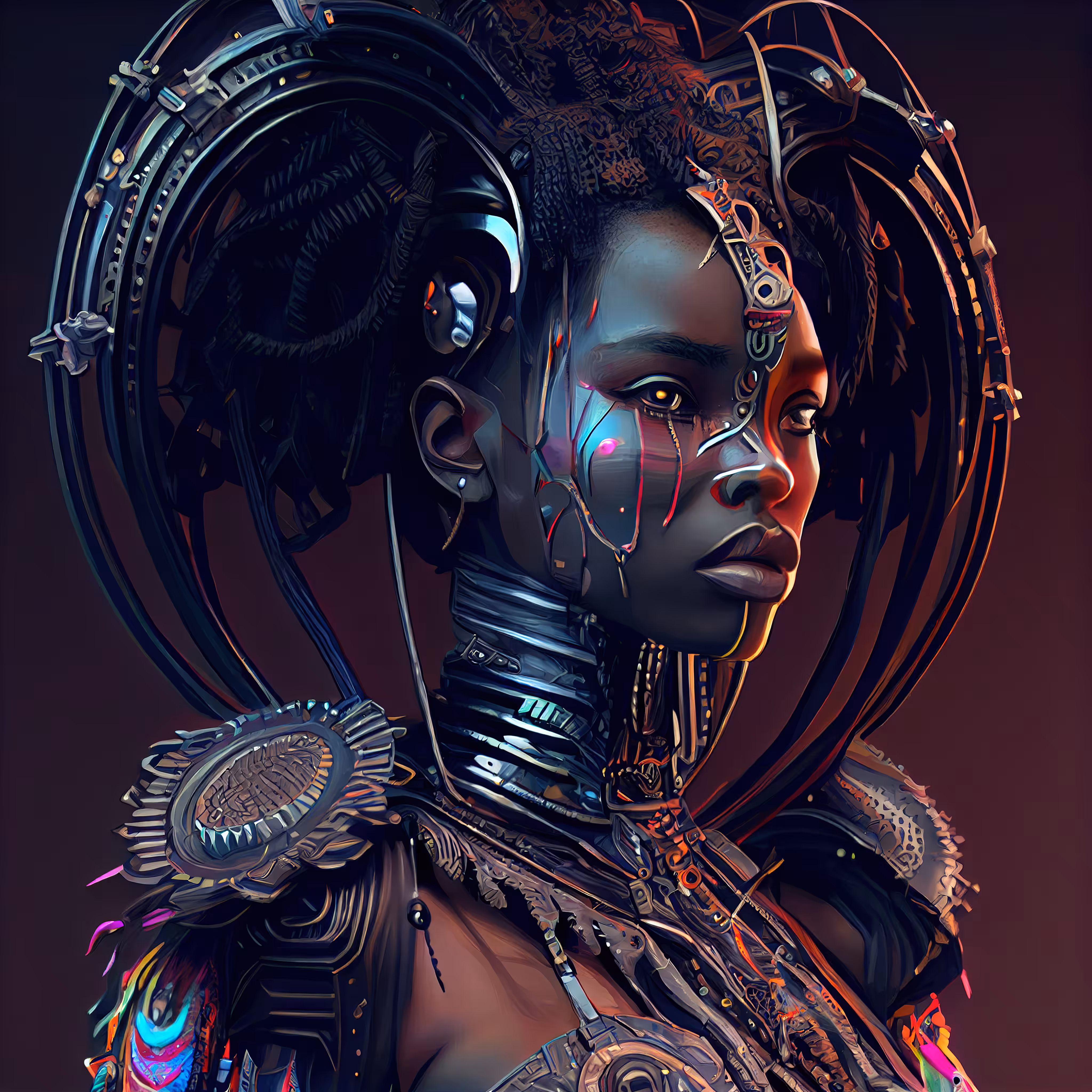 Black woman with cyborg armor
