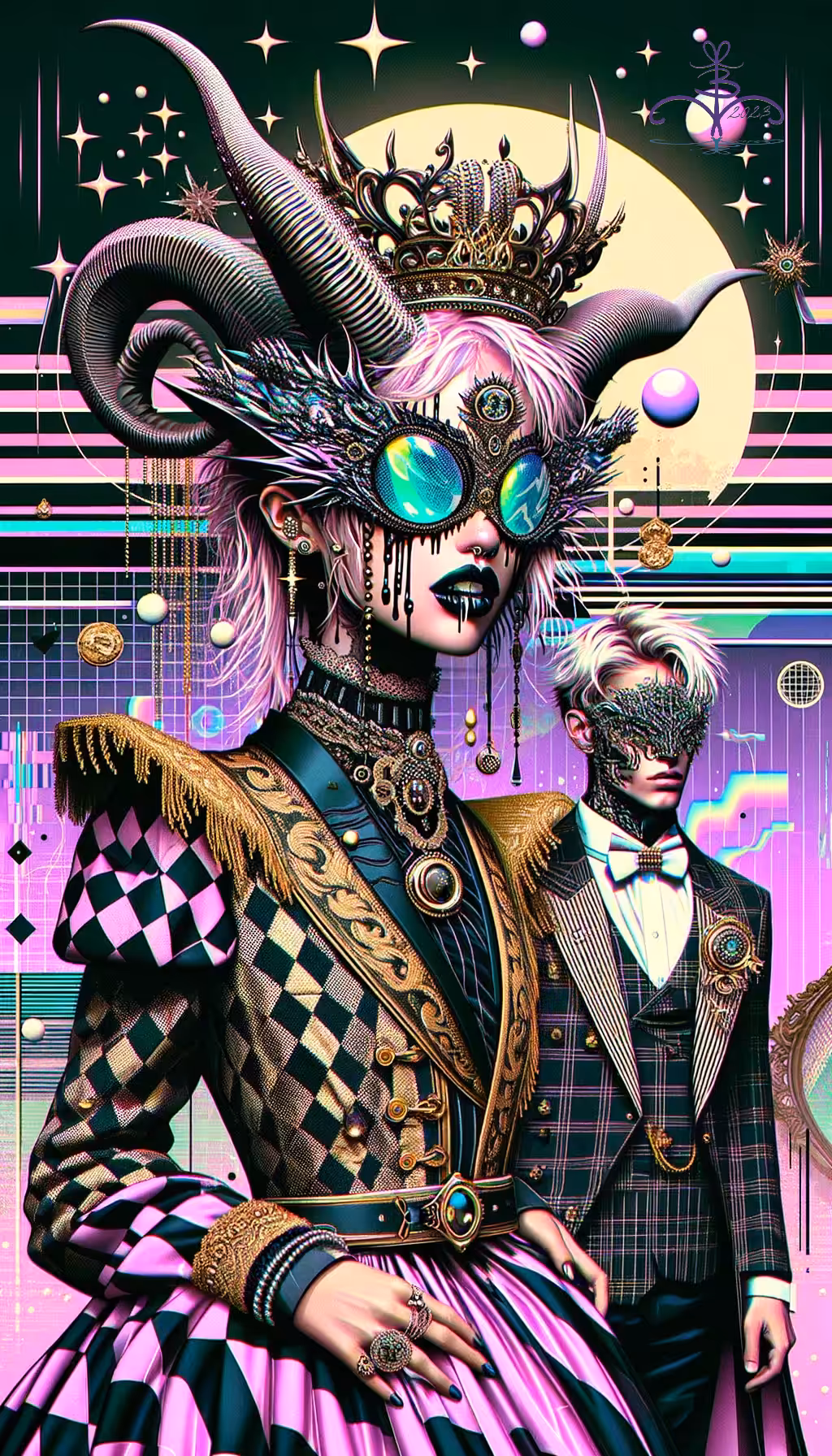 Pixelated Majesty: Queen of Cybernetic Dream