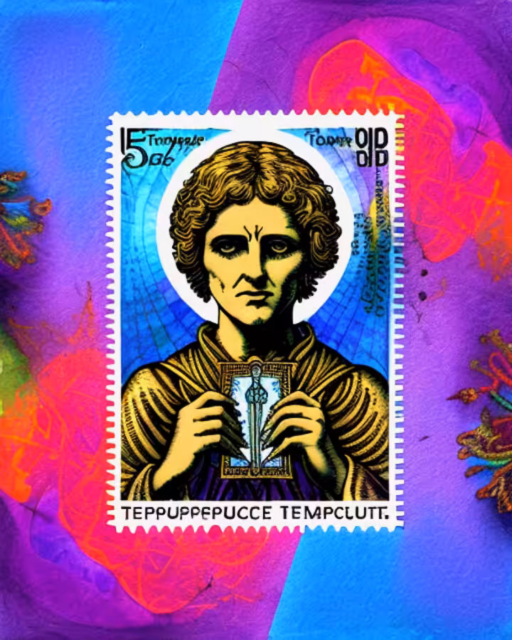 psychedelic tarot postage stamps: temperance