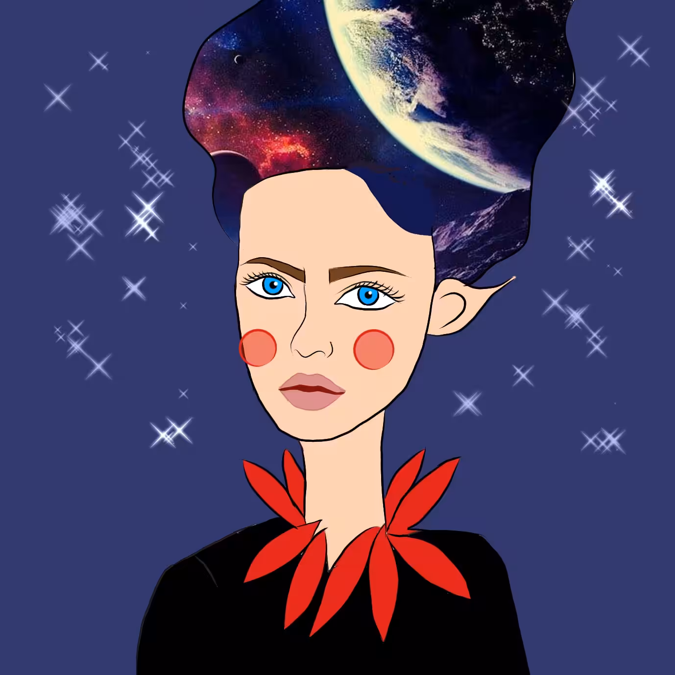 Miss Emil with galaxy hair