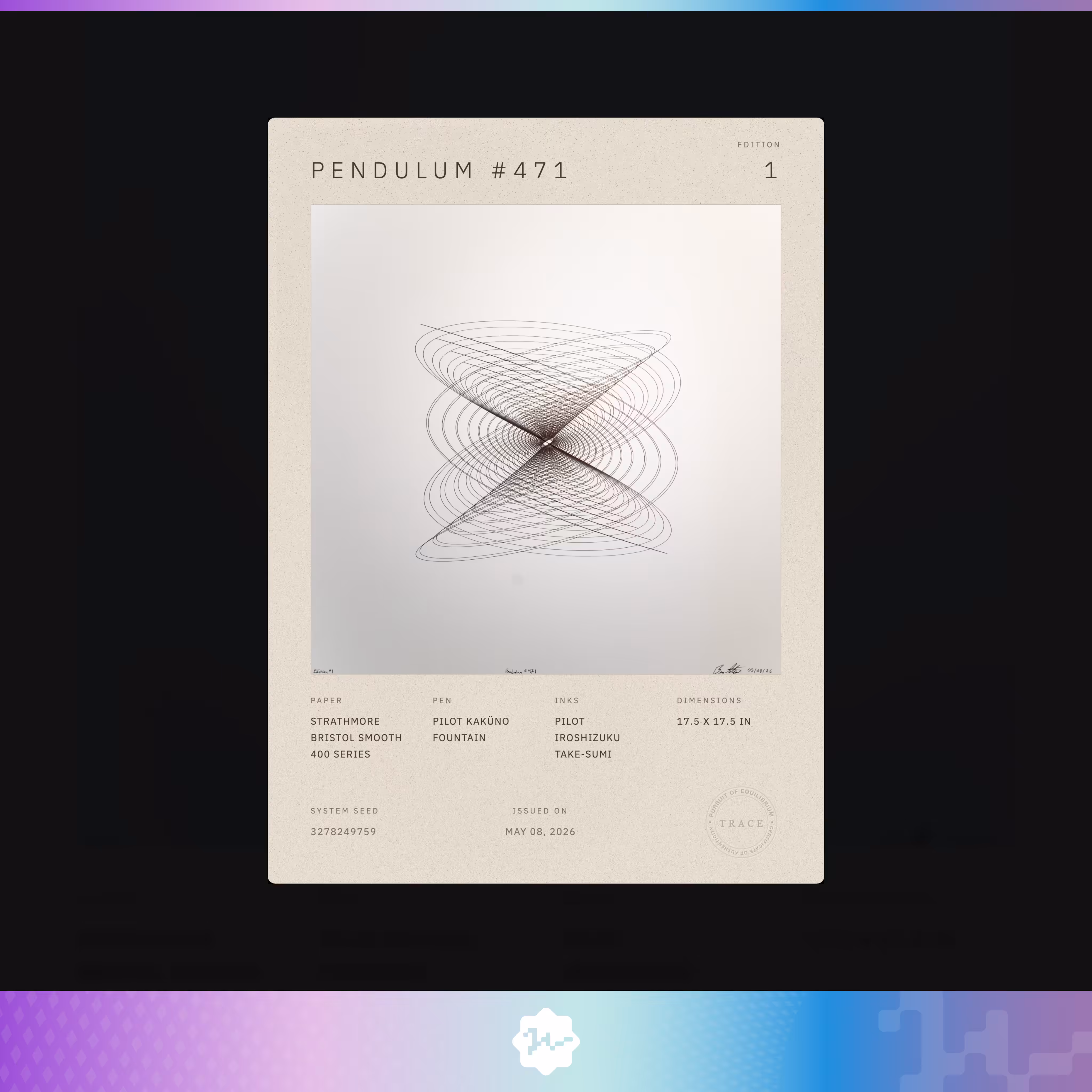 Certificate of Authenticity: Pendulum #471