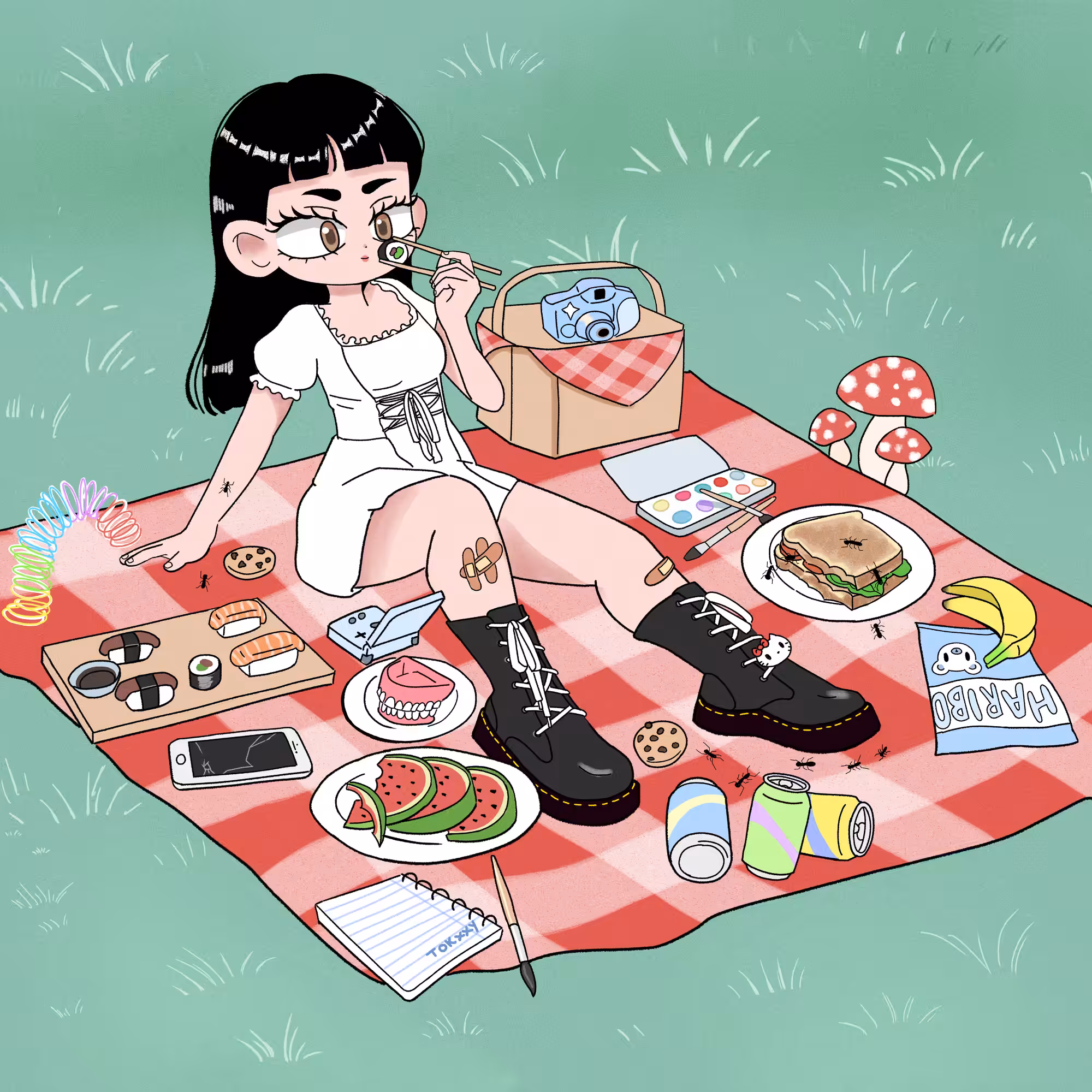 dark picnic 🥪🍣🐜