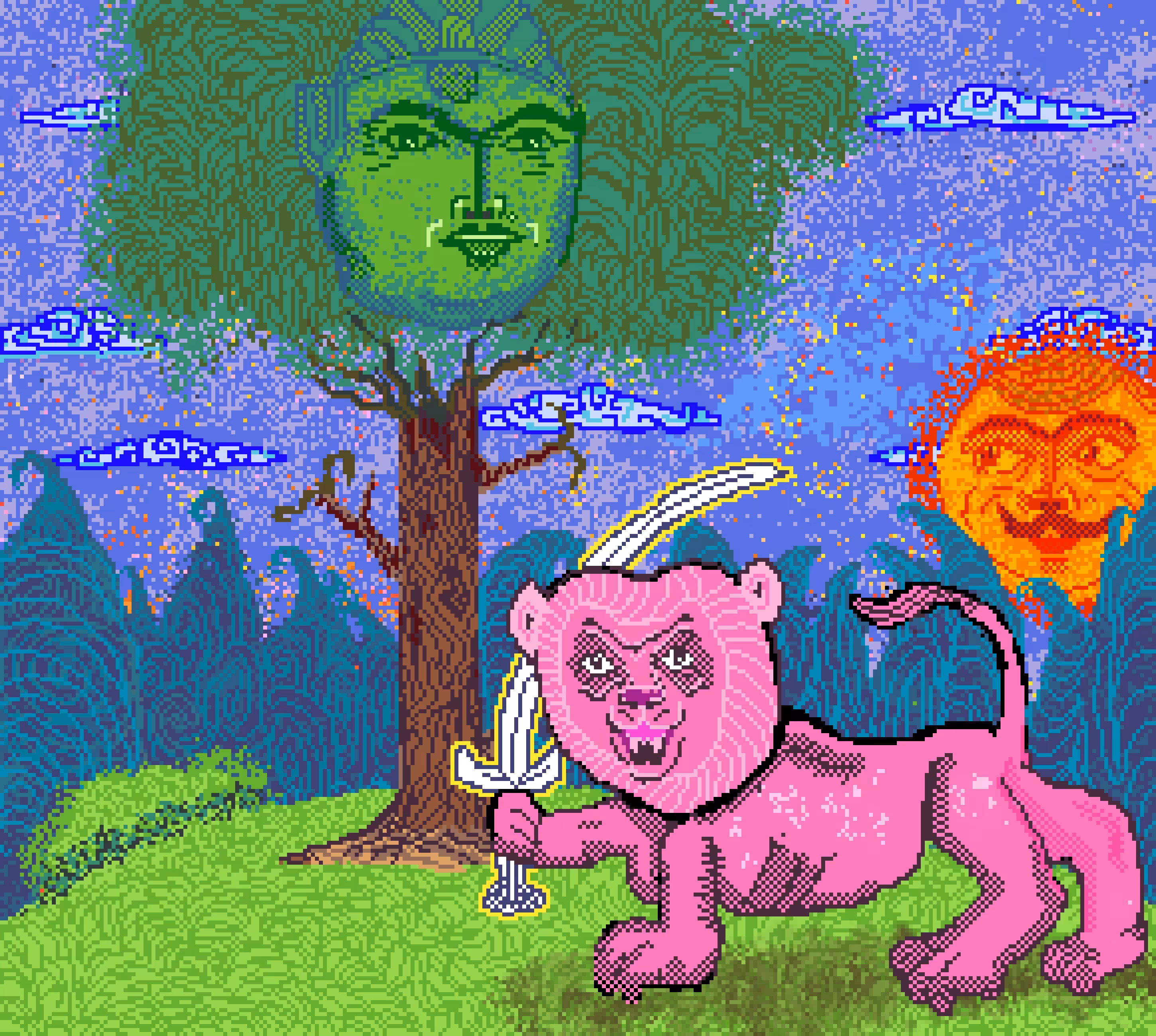 Pink Lion and Winning Sword