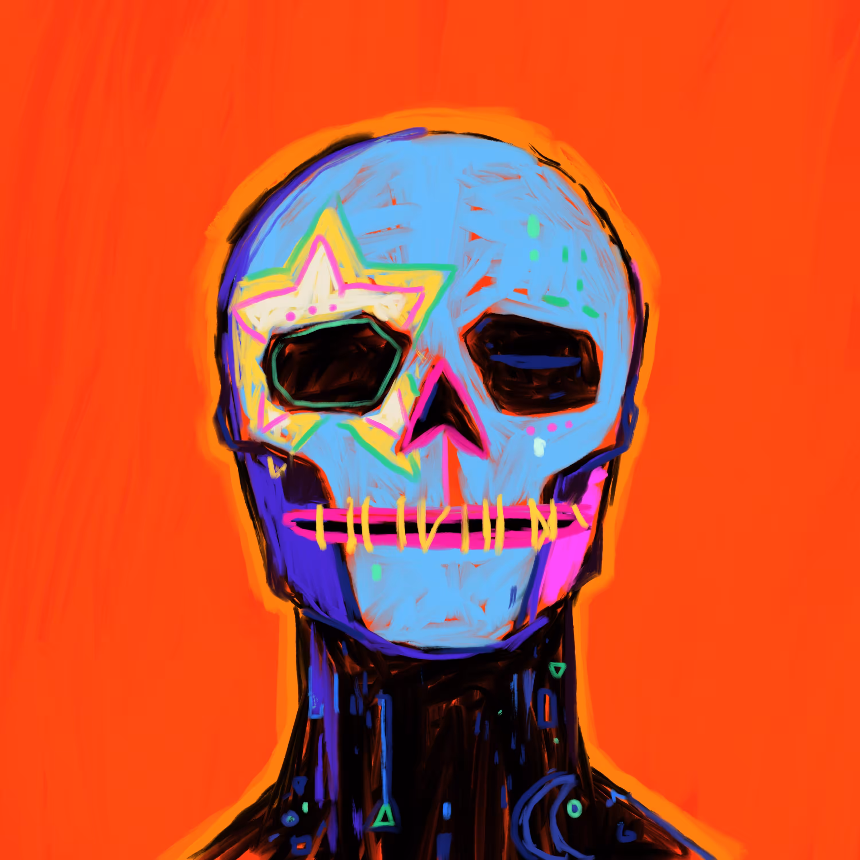 Blue Skull Painting