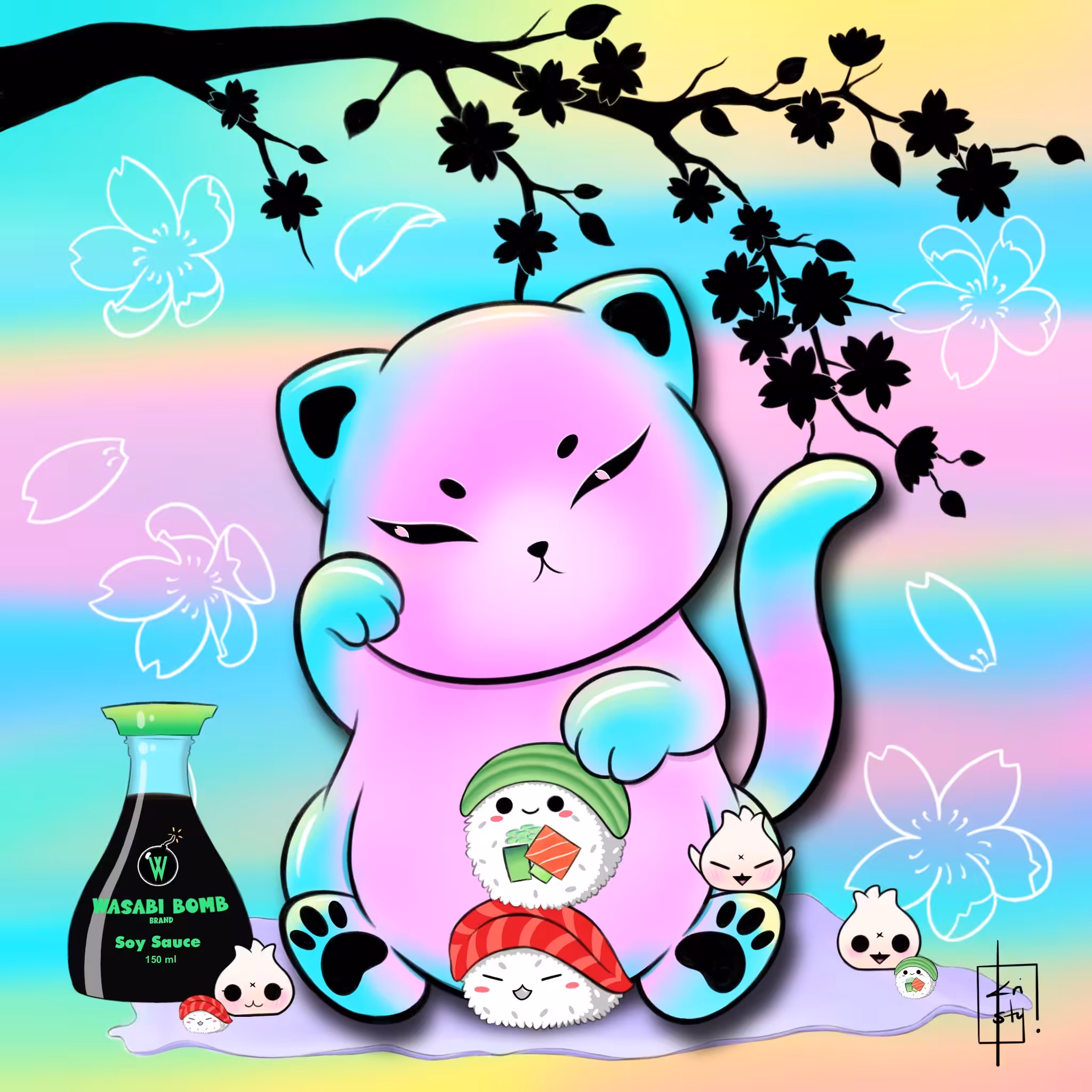 Sushi Fortune Cat