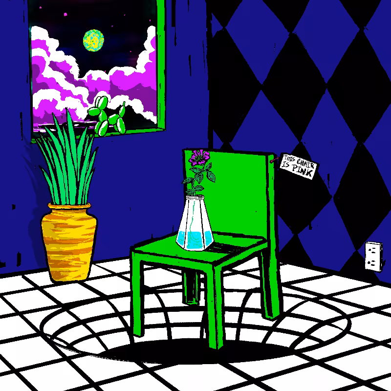 pink chair in the blue room #93